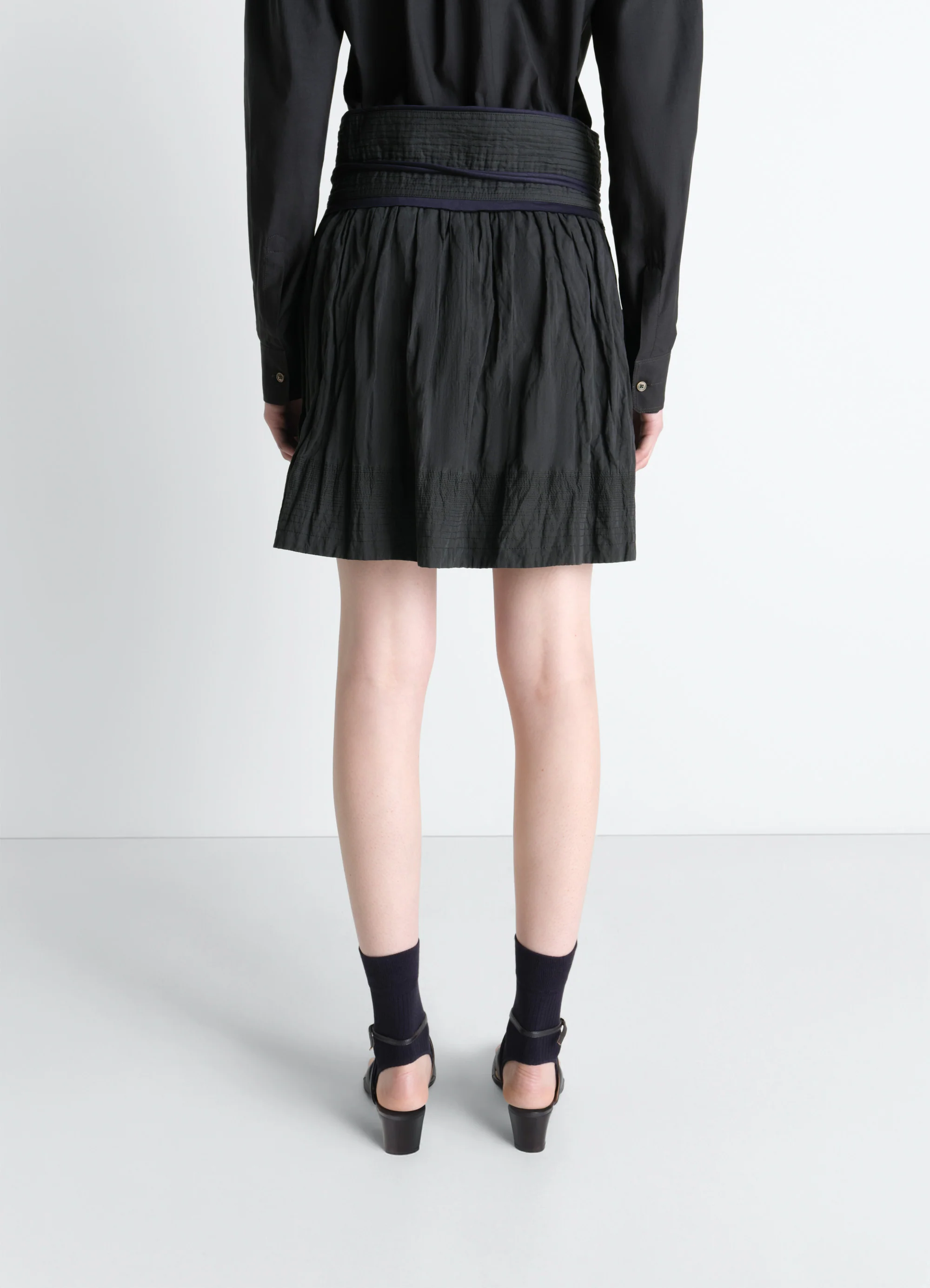 CRINKLED WRAP SKIRT IN CRINKLED COTTON METAL - Image 5