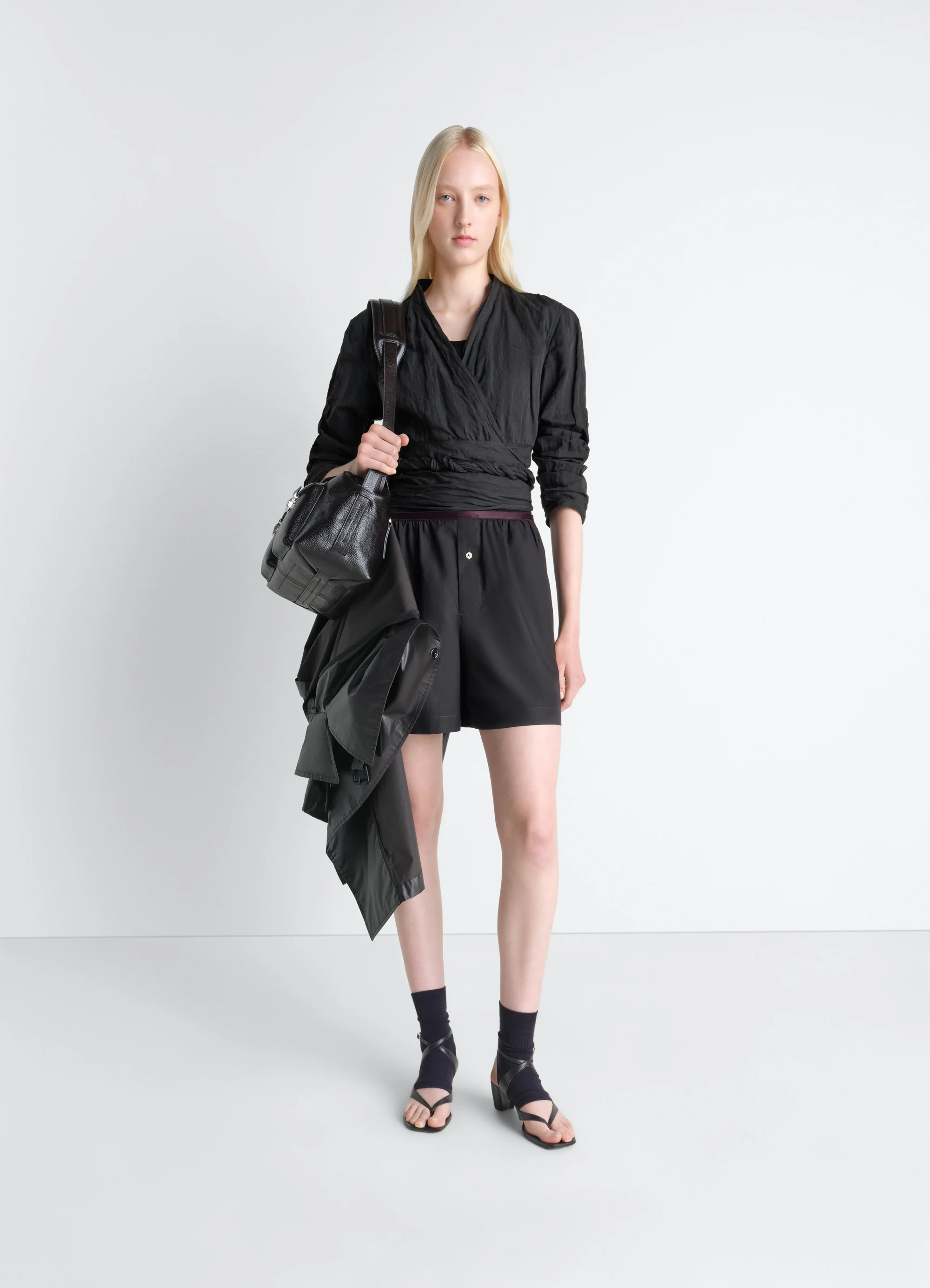 CRINKLED WRAP TOP IN CRINKLED COTTON METAL - Image 2