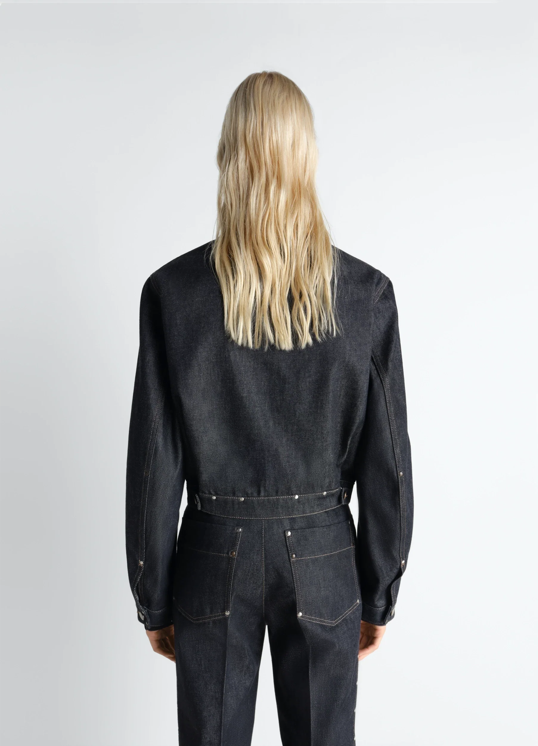 CROPPED BLOUSON WITH STUDS IN DENIM - Image 5