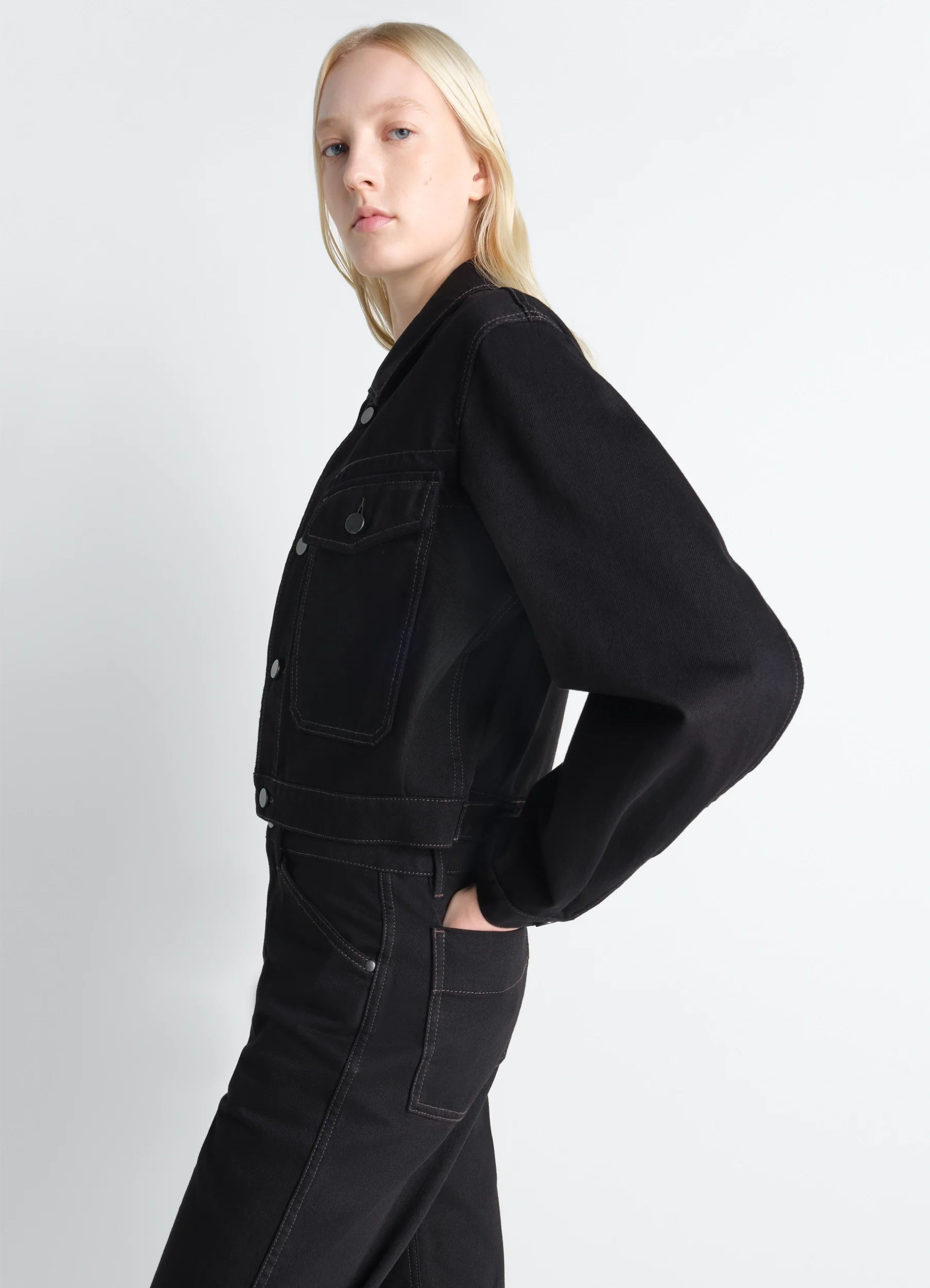 CROPPED BLOUSON IN DENIM - Image 3