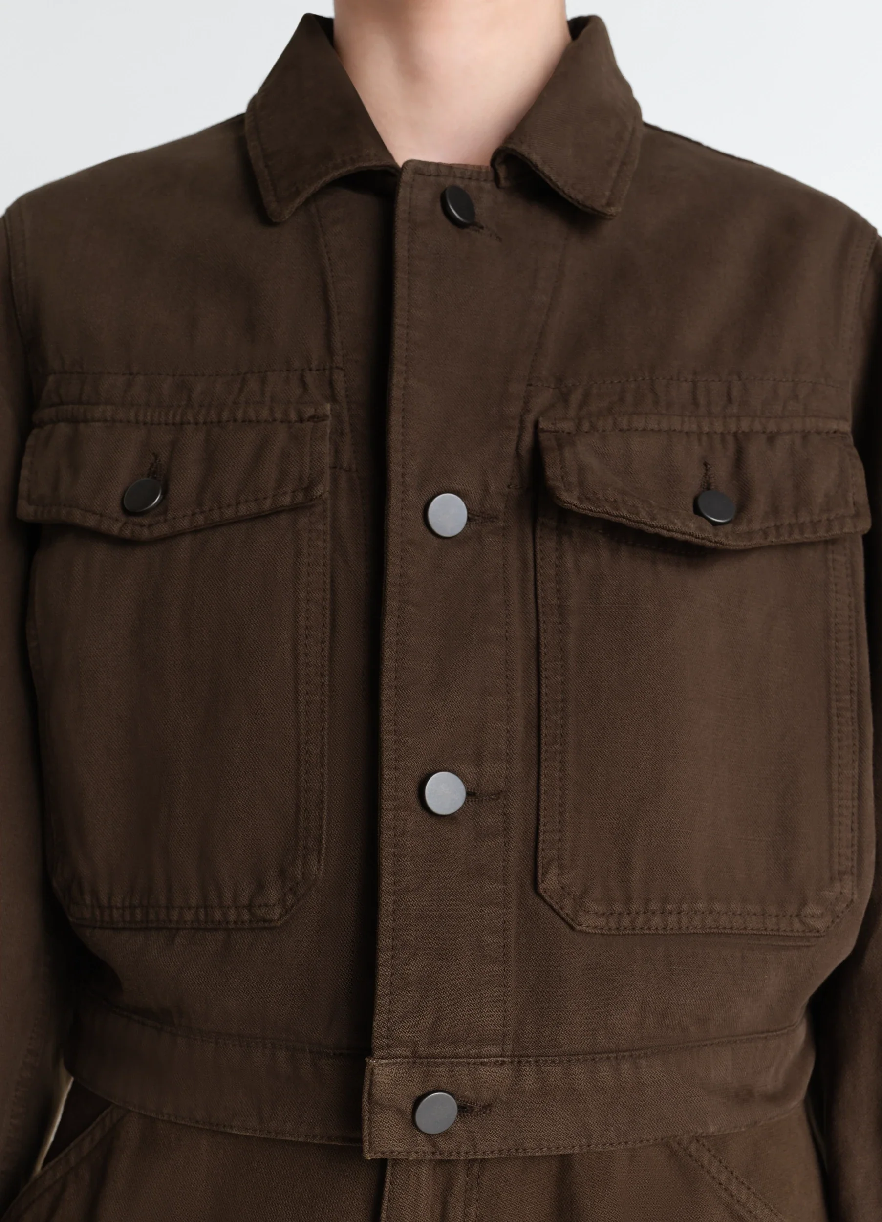 CROPPED BLOUSON IN DYED HEAVY BROKEN TWILL - Image 3