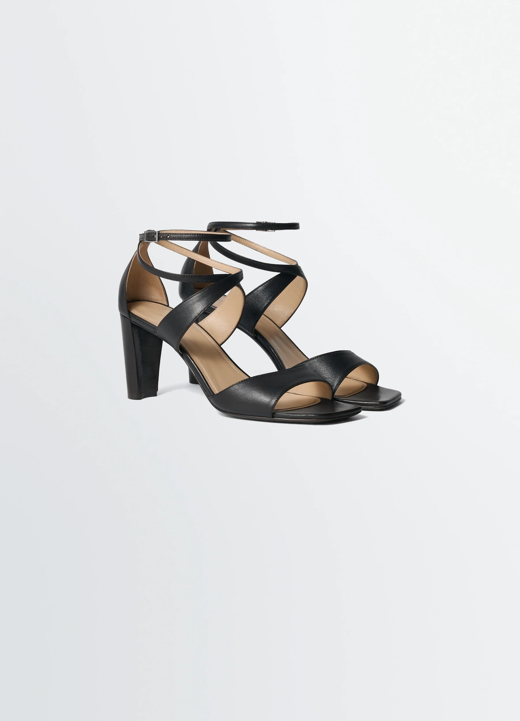 CROSS SANDALS 80 MM HEEL IN LEATHER - Image 3
