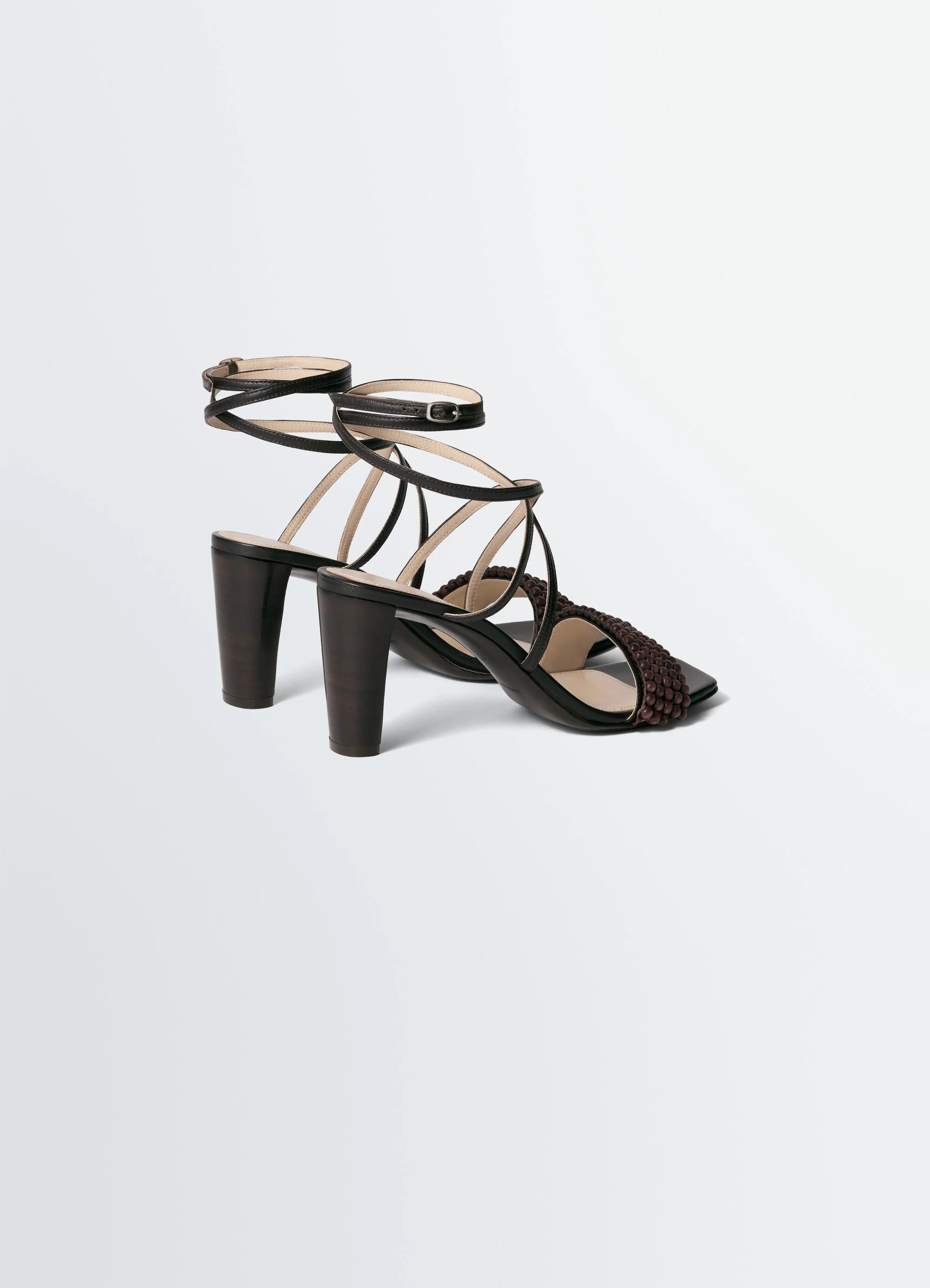 CROSS SANDALS 80 MM HEEL IN LEATHER WITH BEADS - Image 4