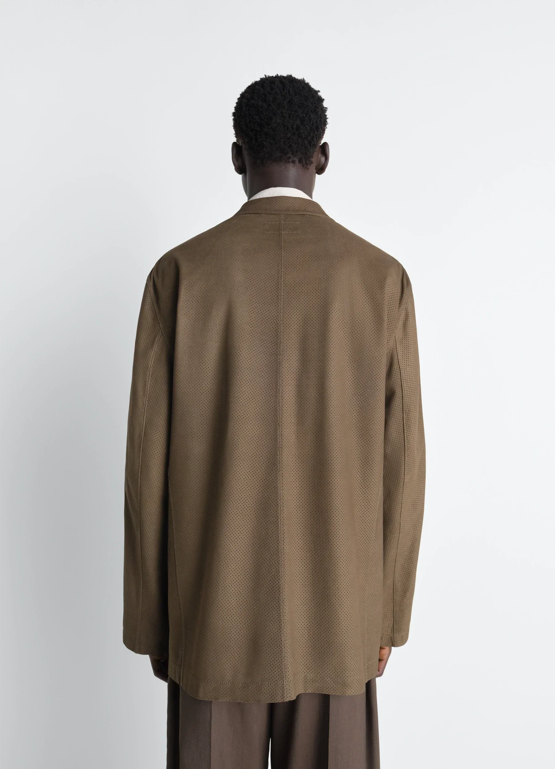 DOUBLE BREASTED LEATHER TAILORED JACKET IN NUBUCK - Image 4