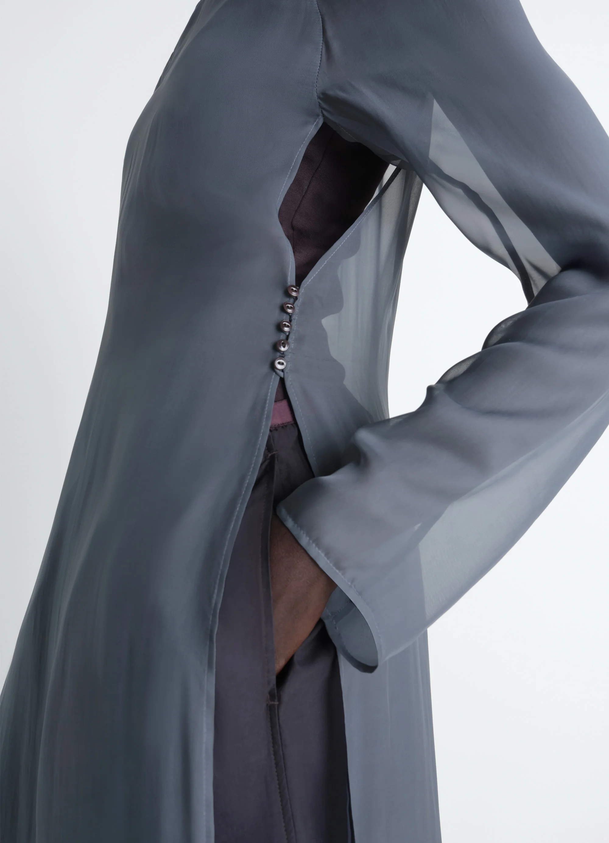 DRESS WITH SLITS IN TRANSPARENT CUPRO - Image 4