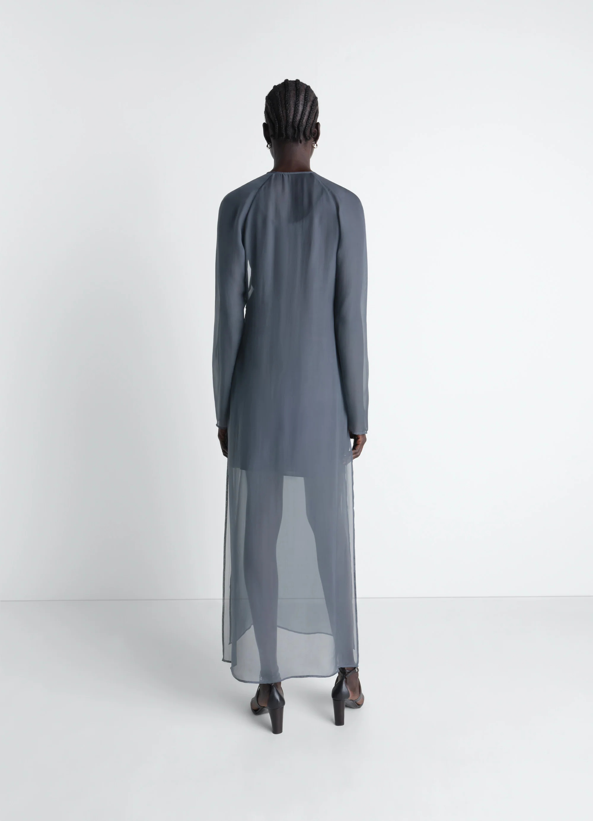 DRESS WITH SLITS IN TRANSPARENT CUPRO - Image 5