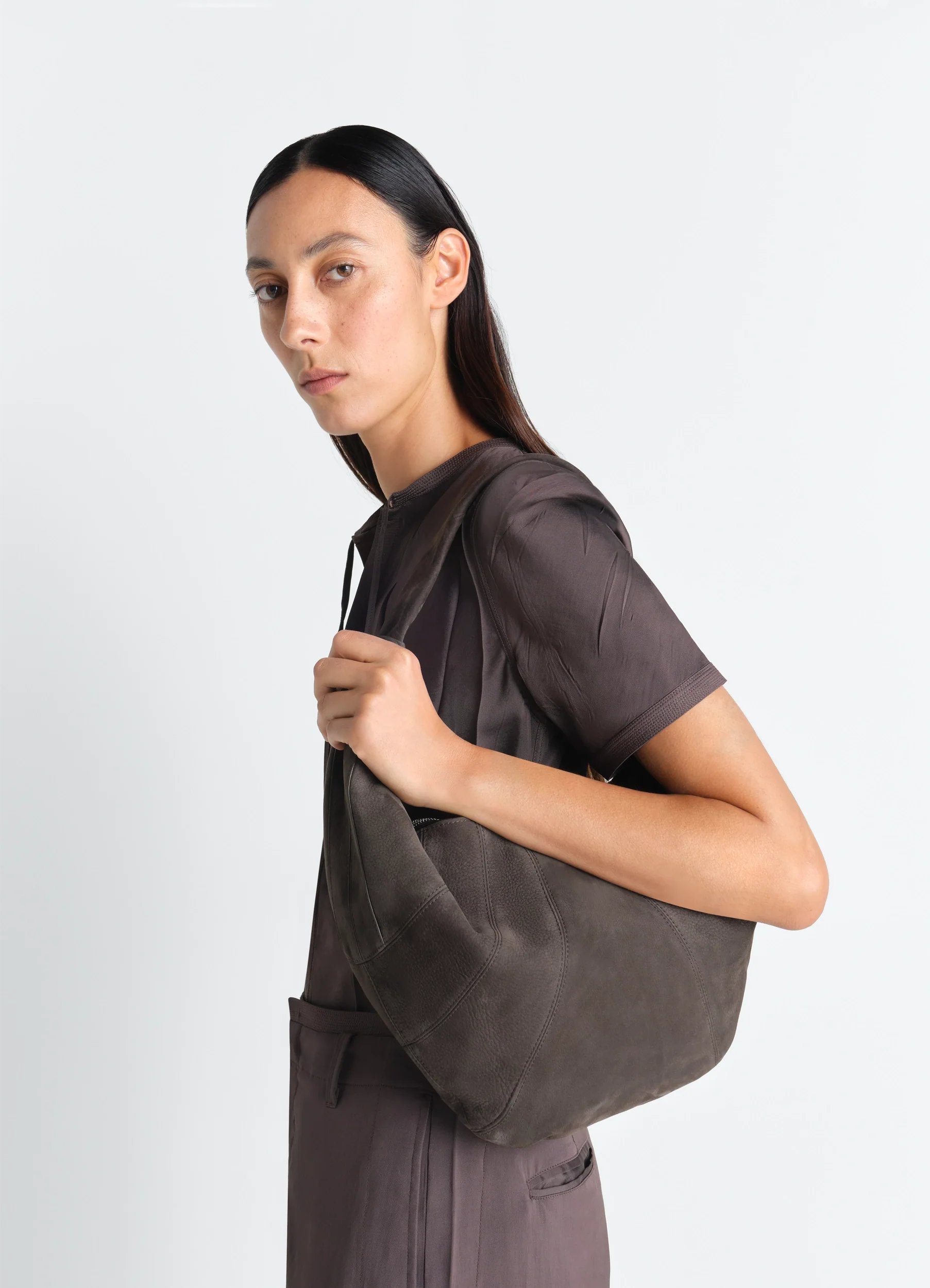 FORTUNE CROISSANT BAG IN ALPACA NUBUCK - Image 2