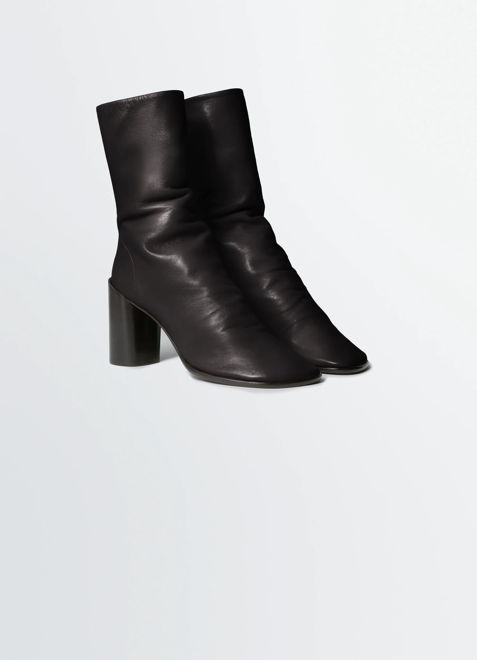 GLOVE ANKLE BOOTS WITH 80MM HEEL IN LEATHER - Image 3