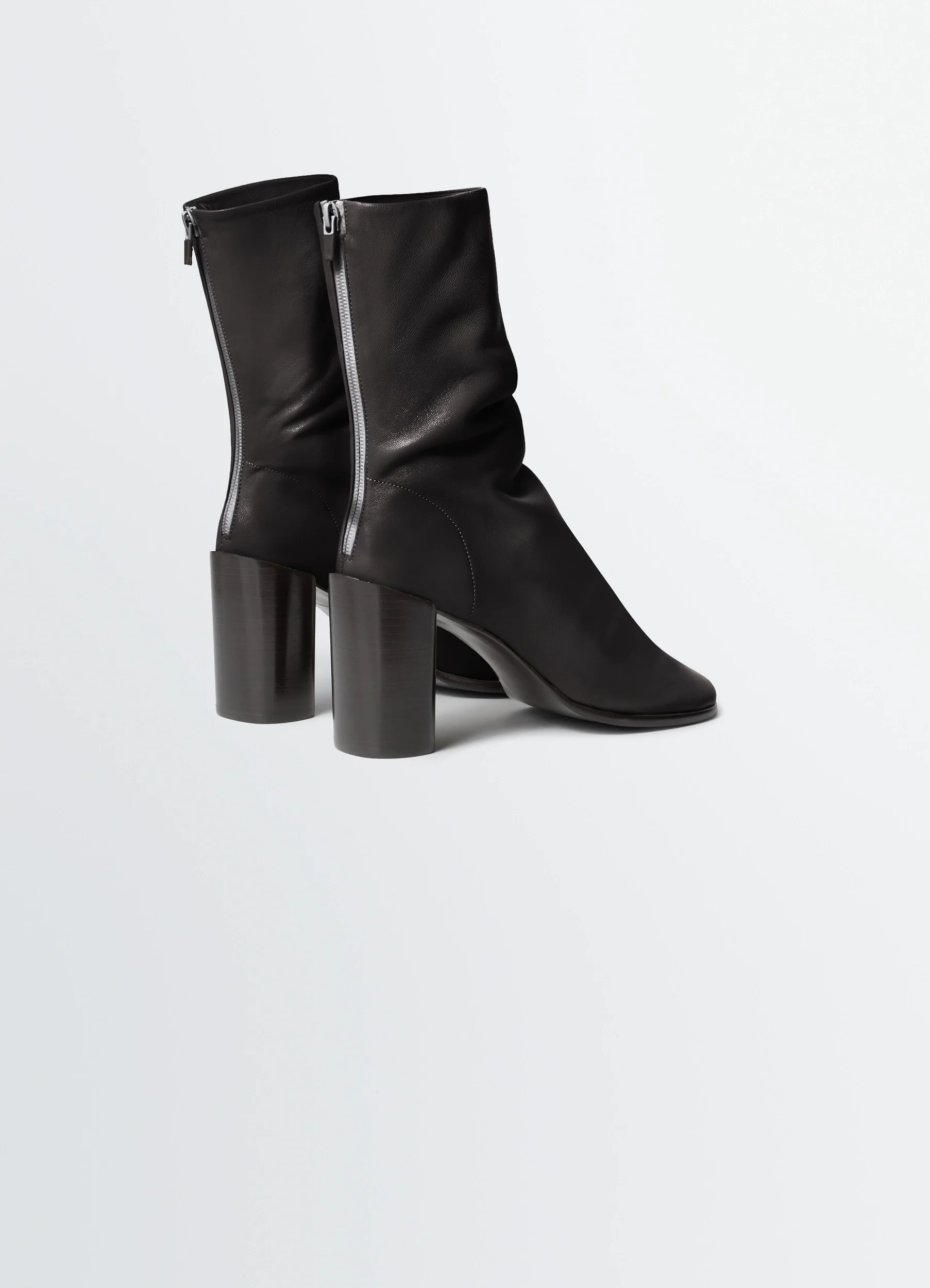GLOVE ANKLE BOOTS WITH 80MM HEEL IN LEATHER - Image 4