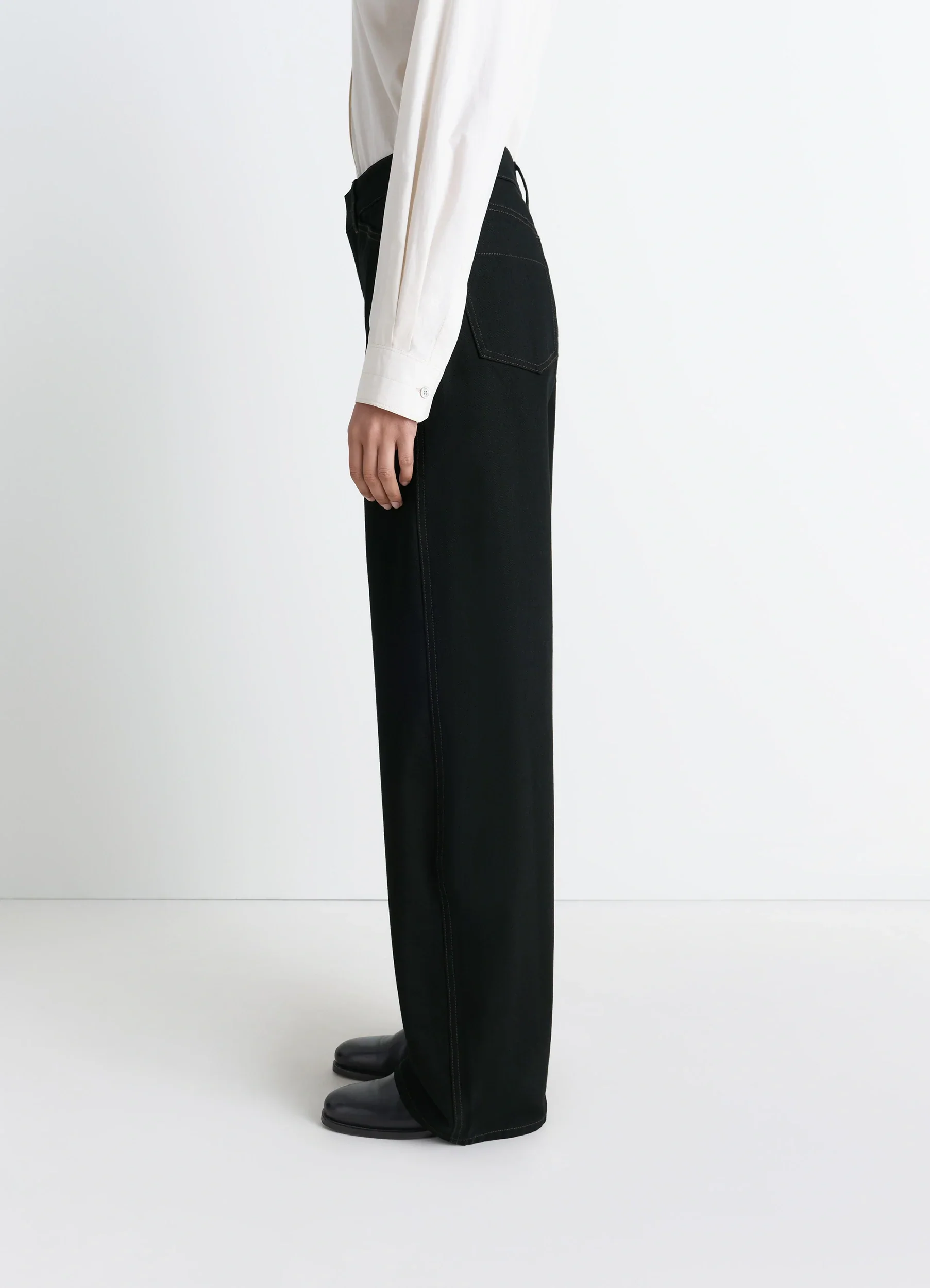 HIGH WAISTED CURVED PANTS IN DENIM - Image 4