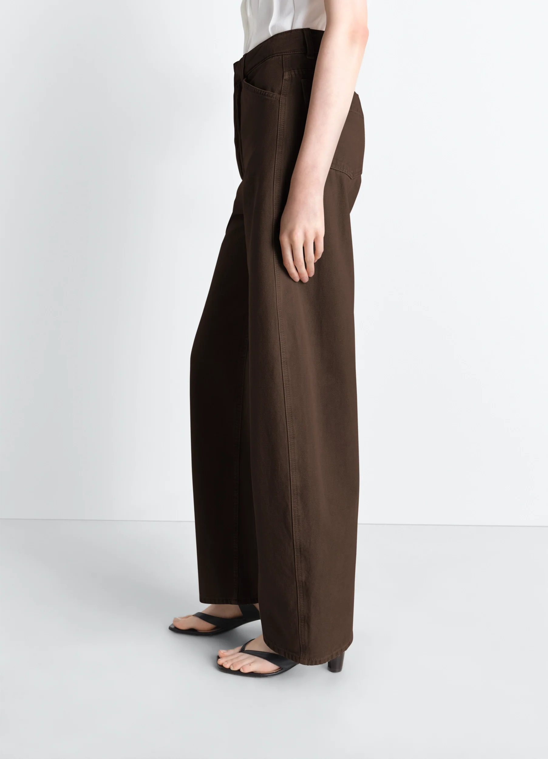 HIGH WAISTED CURVED PANTS IN DYED HEAVY BROKEN TWILL - Image 3