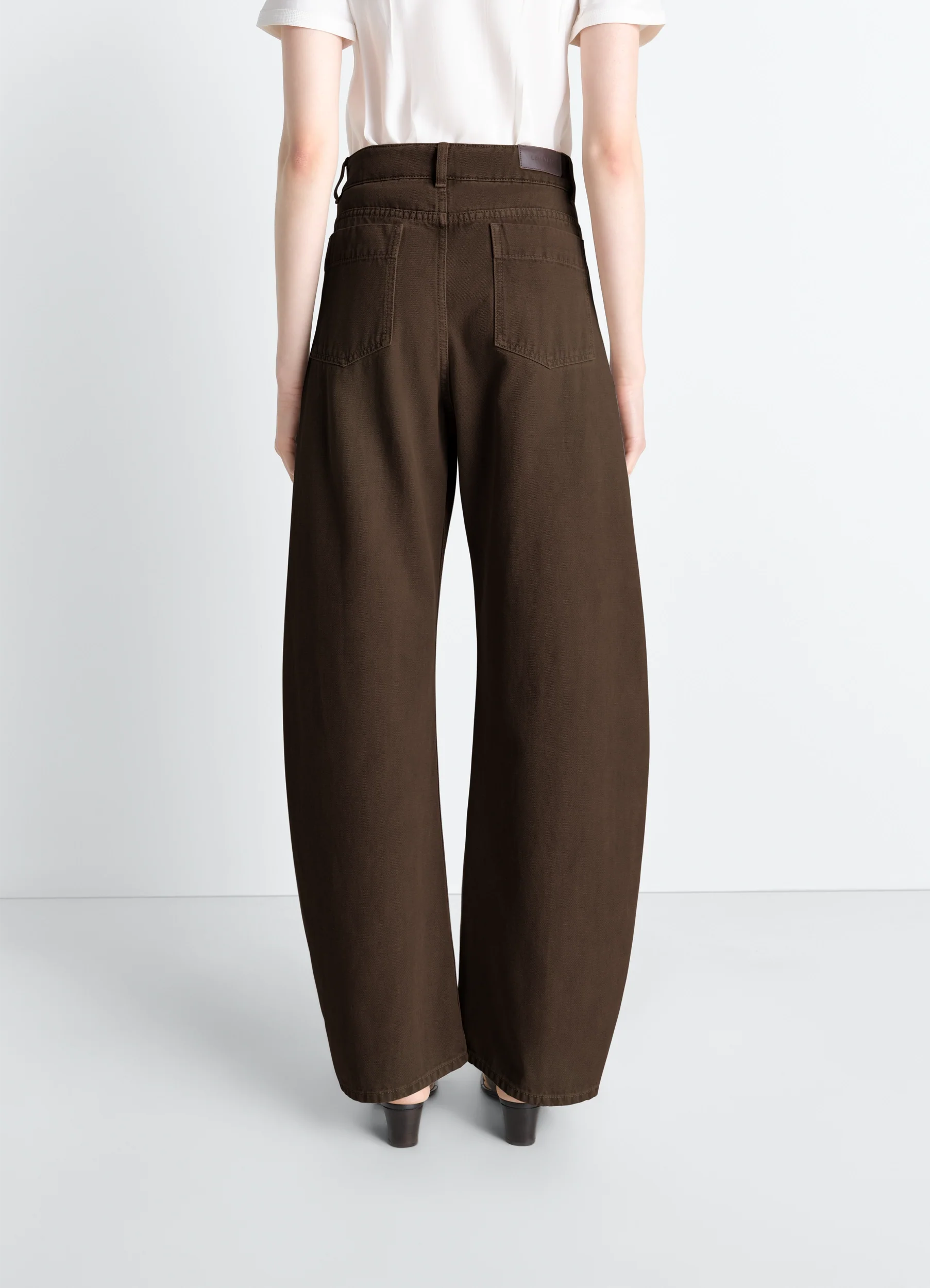 HIGH WAISTED CURVED PANTS IN DYED HEAVY BROKEN TWILL - Image 4