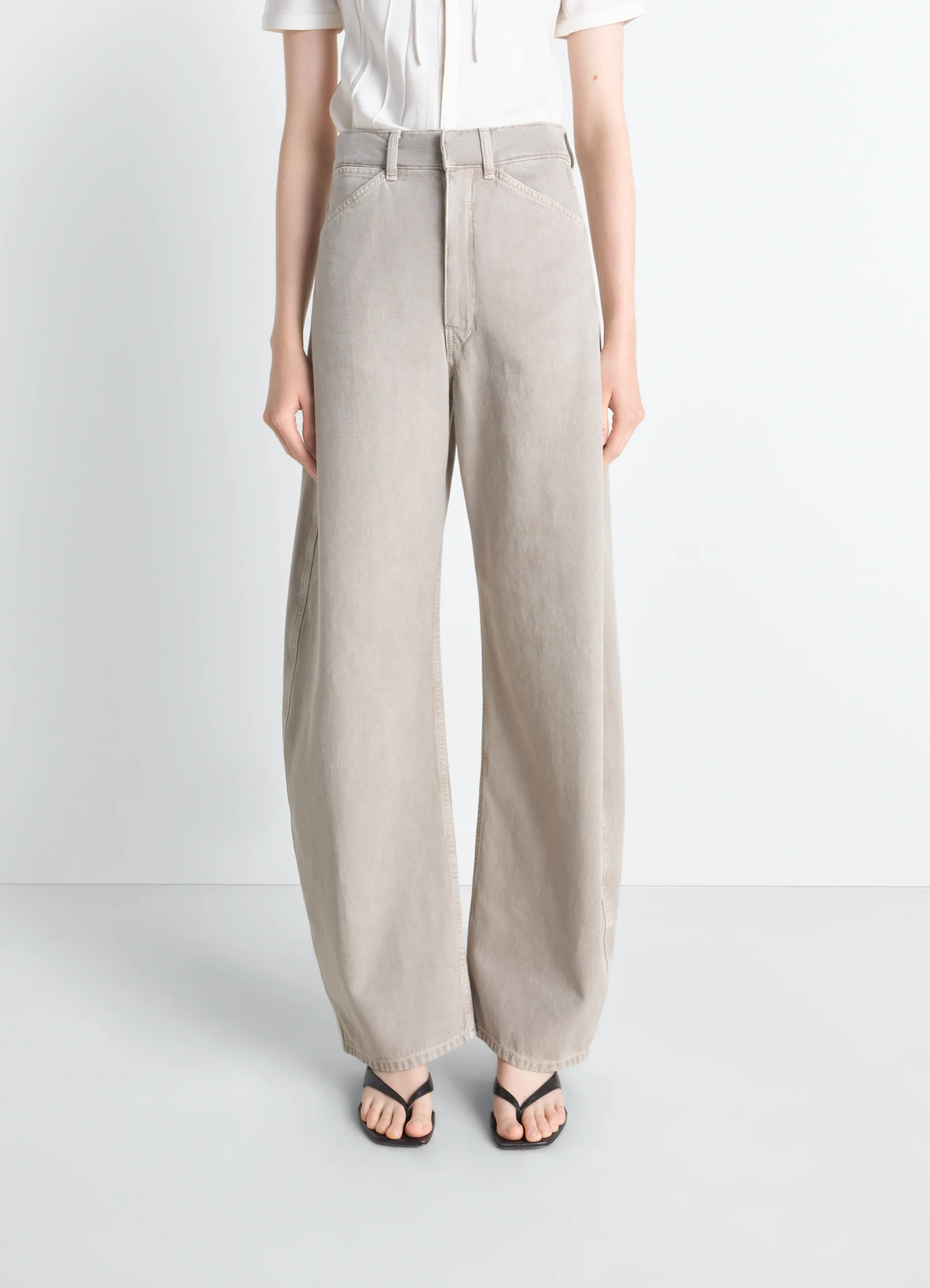 HIGH WAISTED CURVED PANTS IN BROKEN TWILL - Image 2