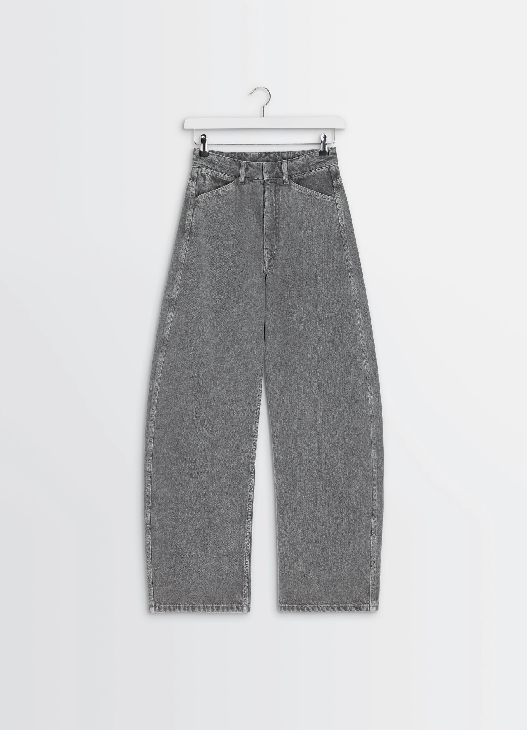 HIGH WAISTED CURVED PANTS IN DENIM - Image 5