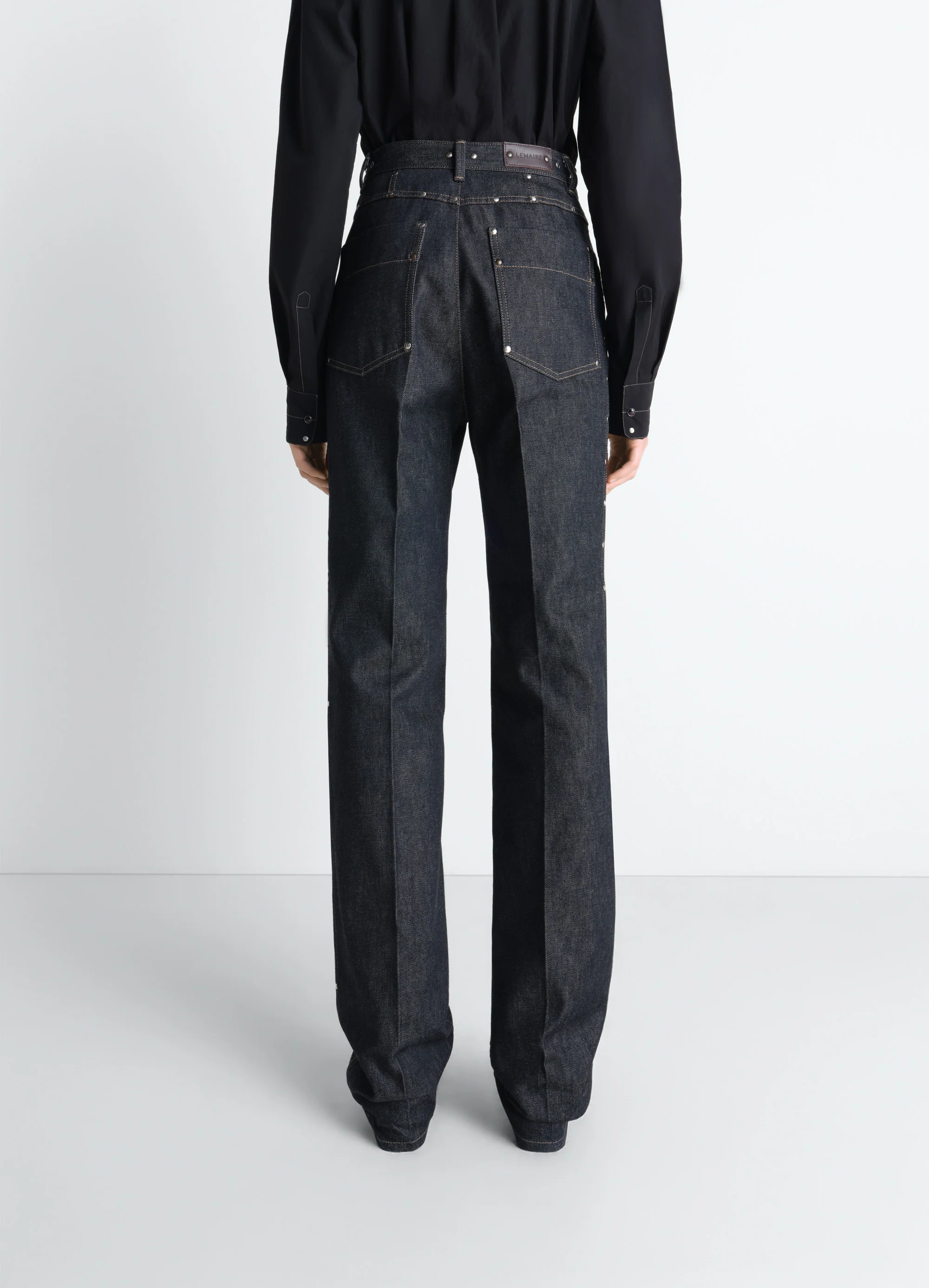 HIGH WAISTED STRAIGHT PANTS WITH STUDS IN DENIM - Image 5
