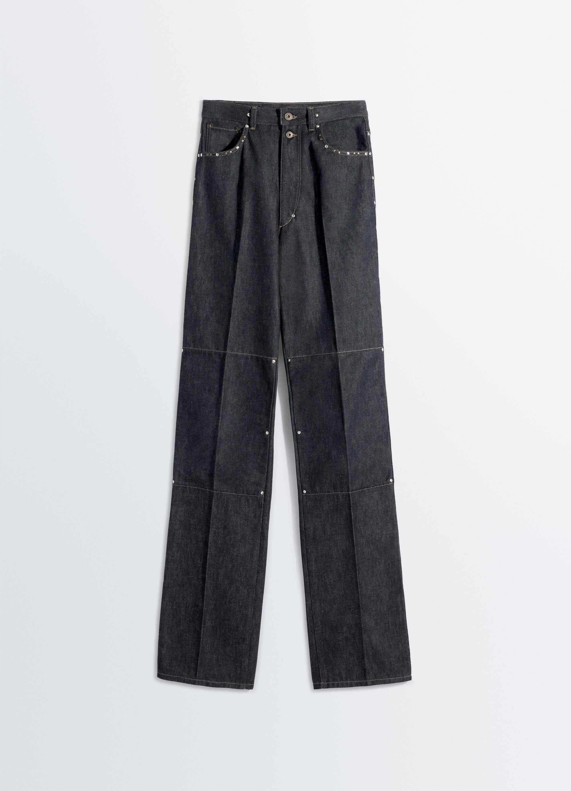 HIGH WAISTED STRAIGHT PANTS WITH STUDS IN DENIM - Image 6