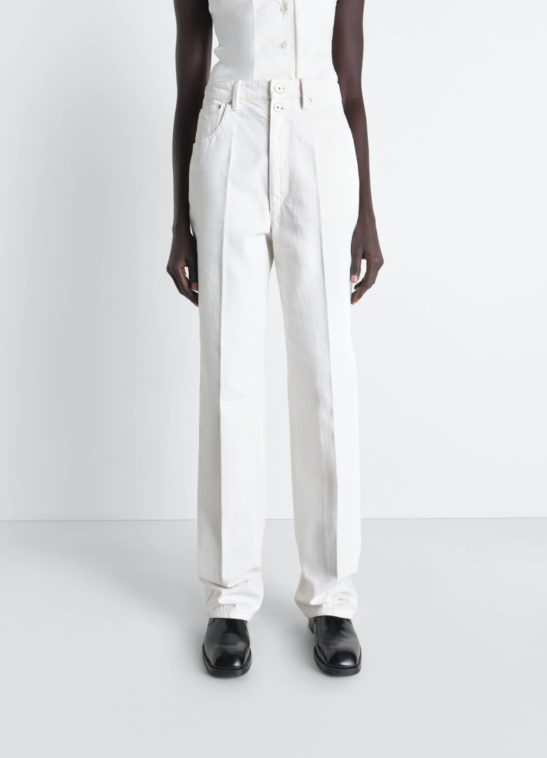 HIGH WAISTED STRAIGHT PANTS IN DENIM - Image 2