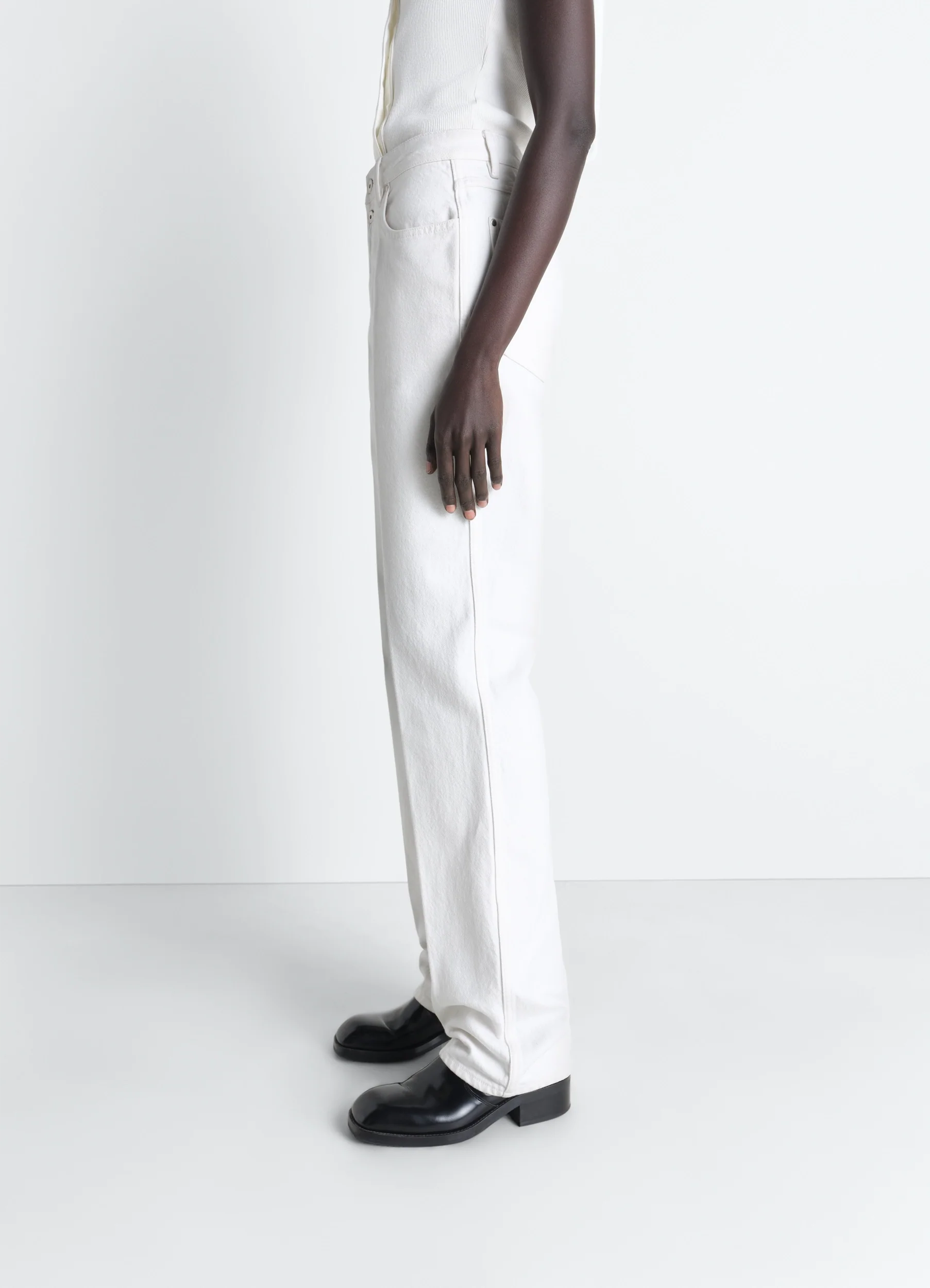 HIGH WAISTED STRAIGHT PANTS IN DENIM - Image 3