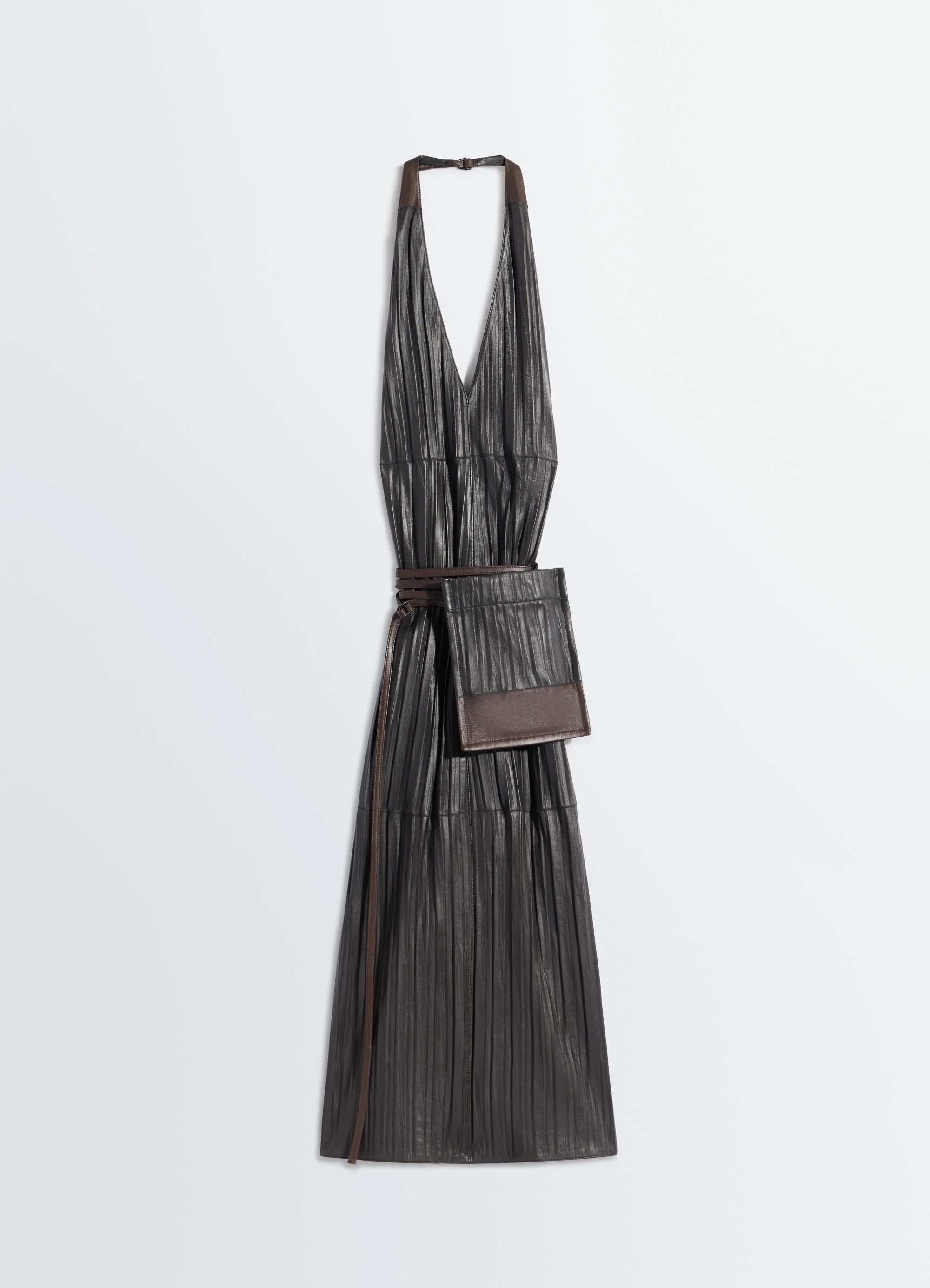 LEATHER APRON DRESS IN CRINKLE LAMB LEATHER - Image 6