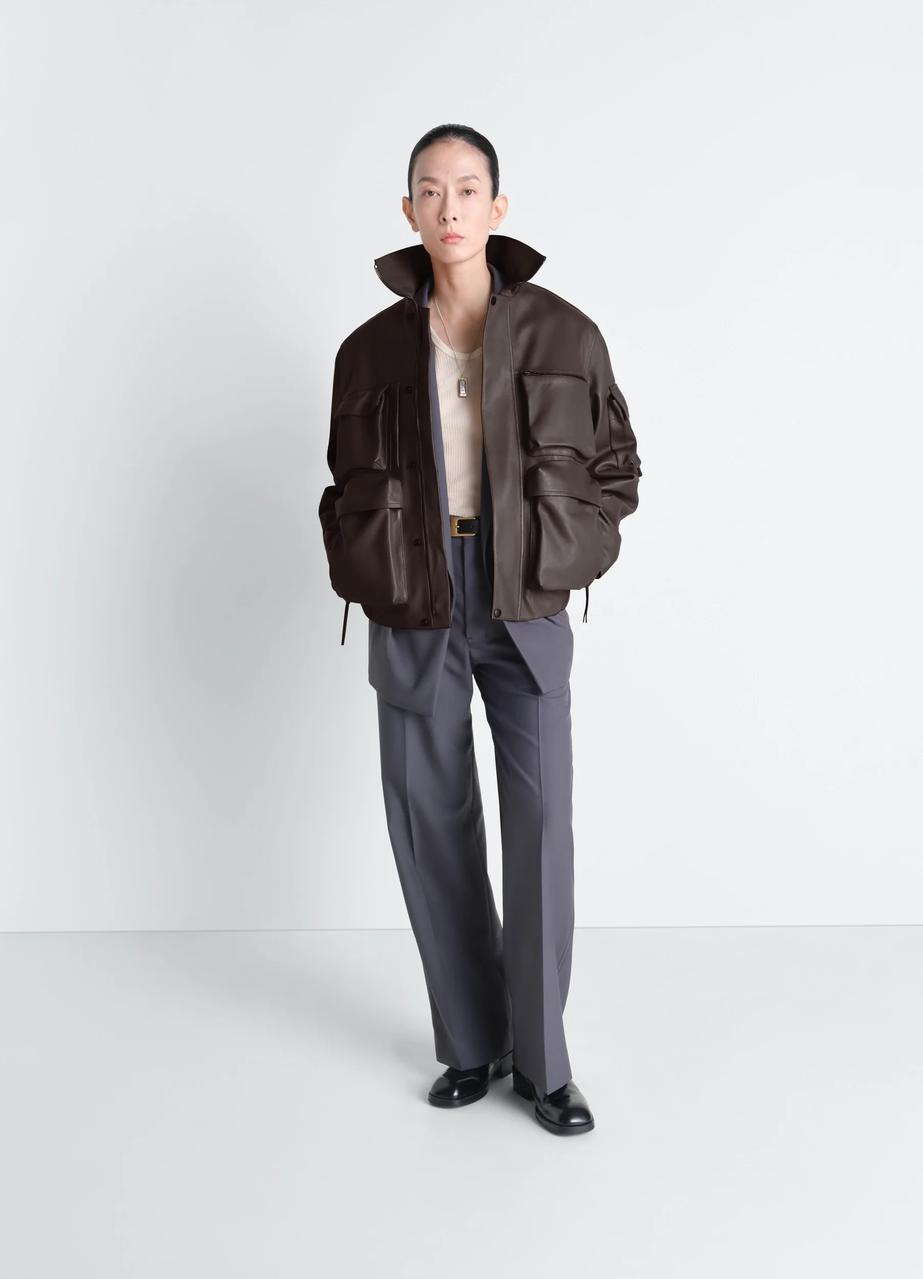 LEATHER BLOUSON WITH POCKETS IN LEATHER - Image 2