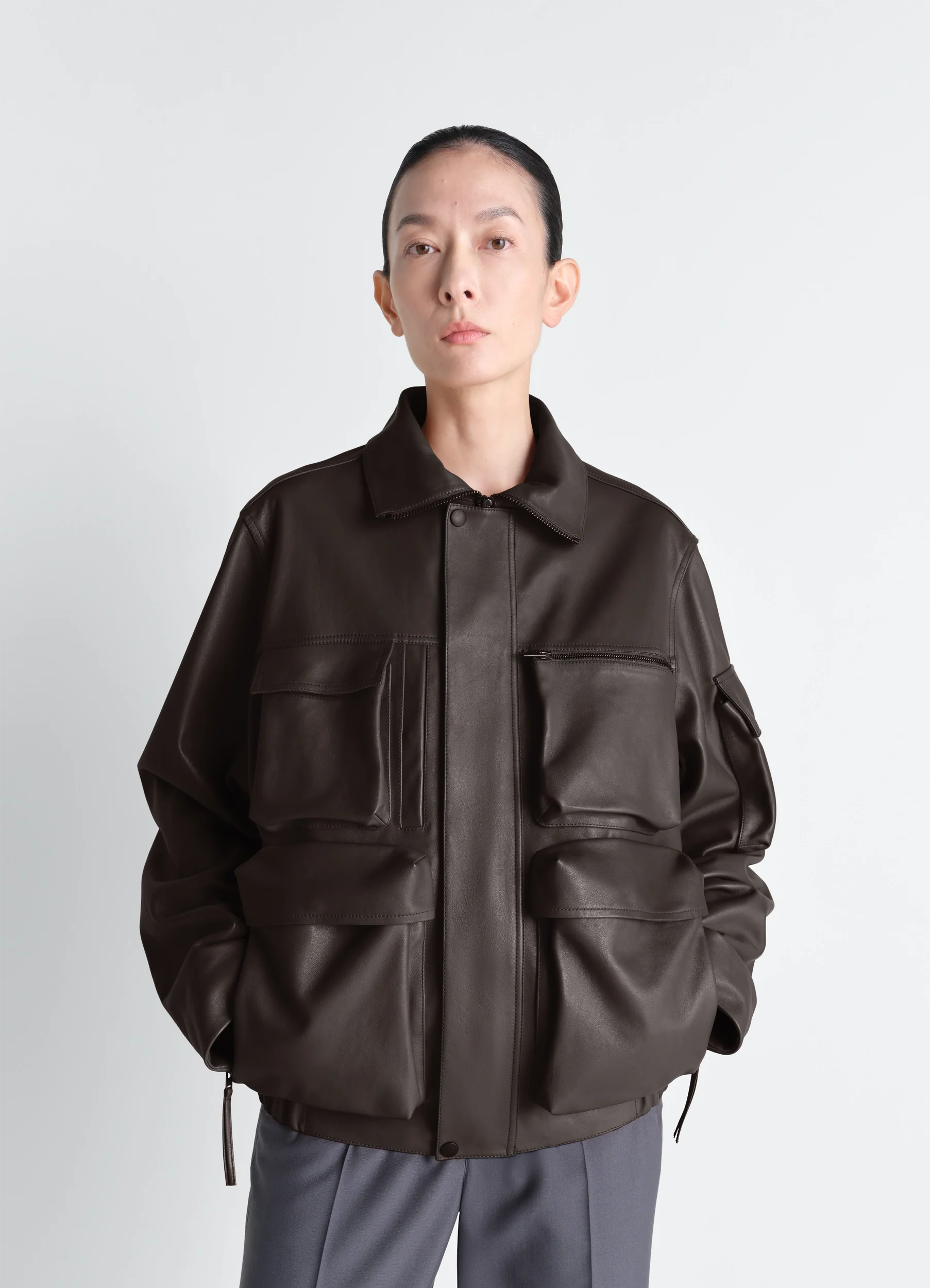 LEATHER BLOUSON WITH POCKETS IN LEATHER - Image 7