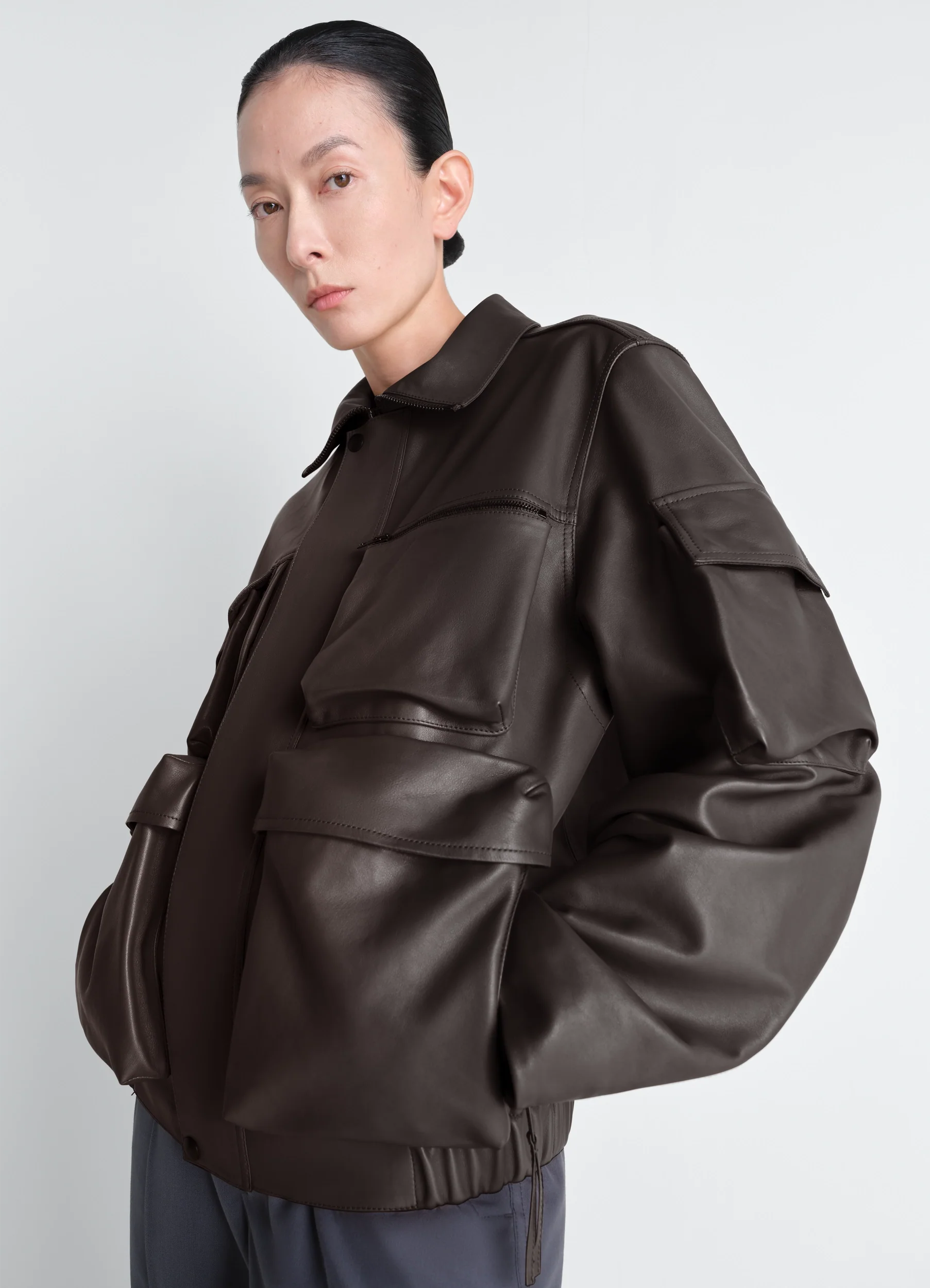 LEATHER BLOUSON WITH POCKETS IN LEATHER - Image 8