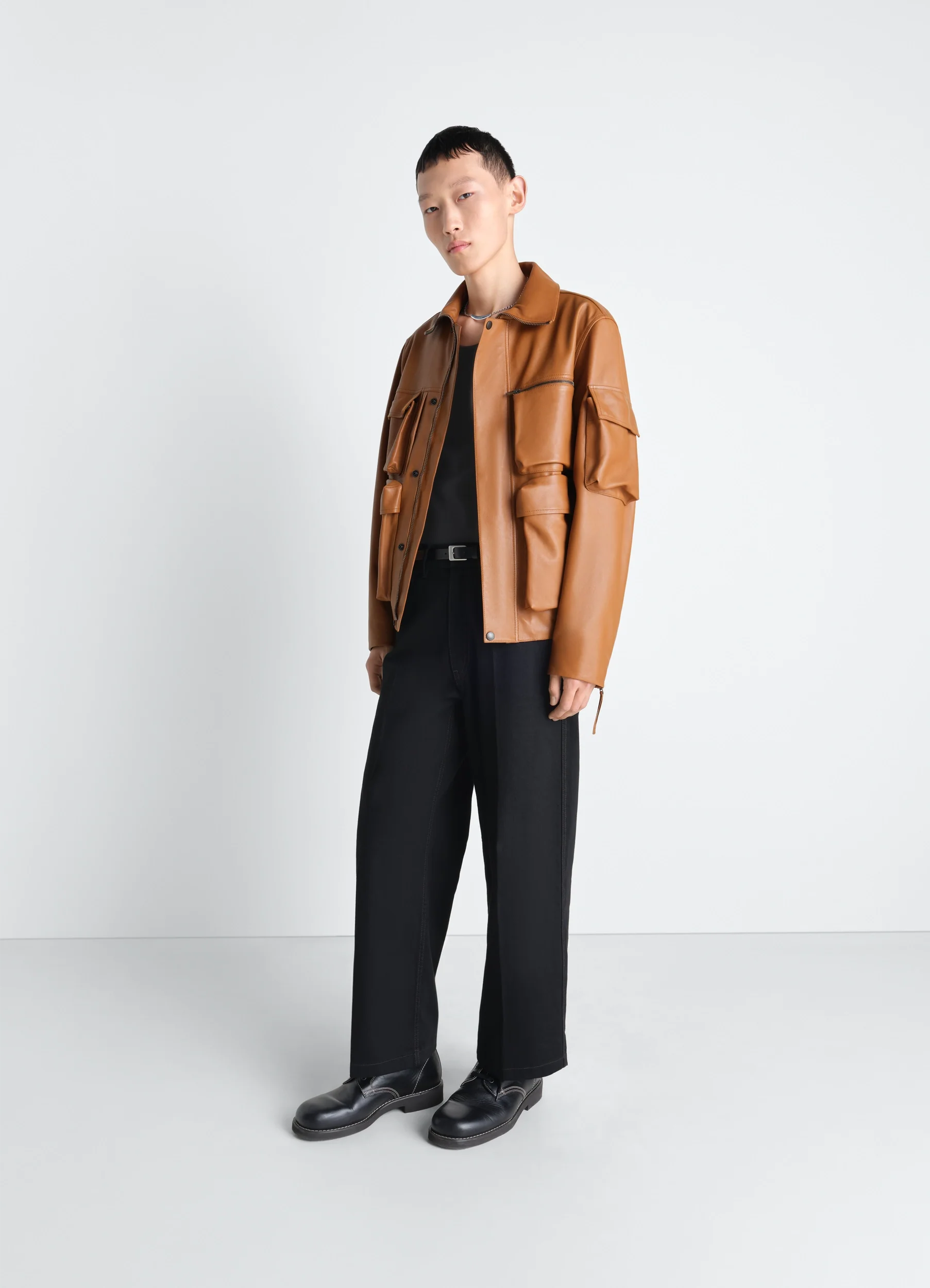 LEATHER BLOUSON WITH POCKETS IN LEATHER - Image 2