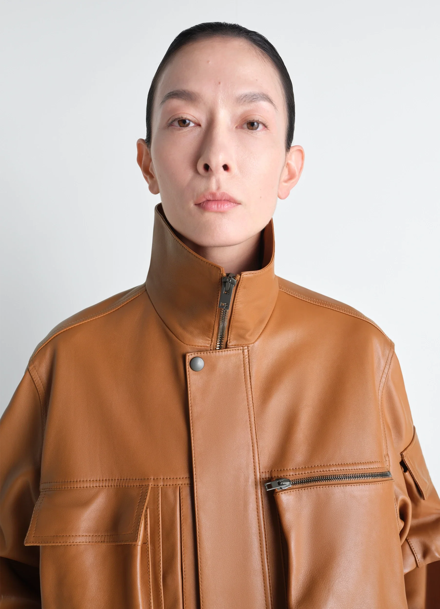 LEATHER BLOUSON WITH POCKETS IN LEATHER - Image 3