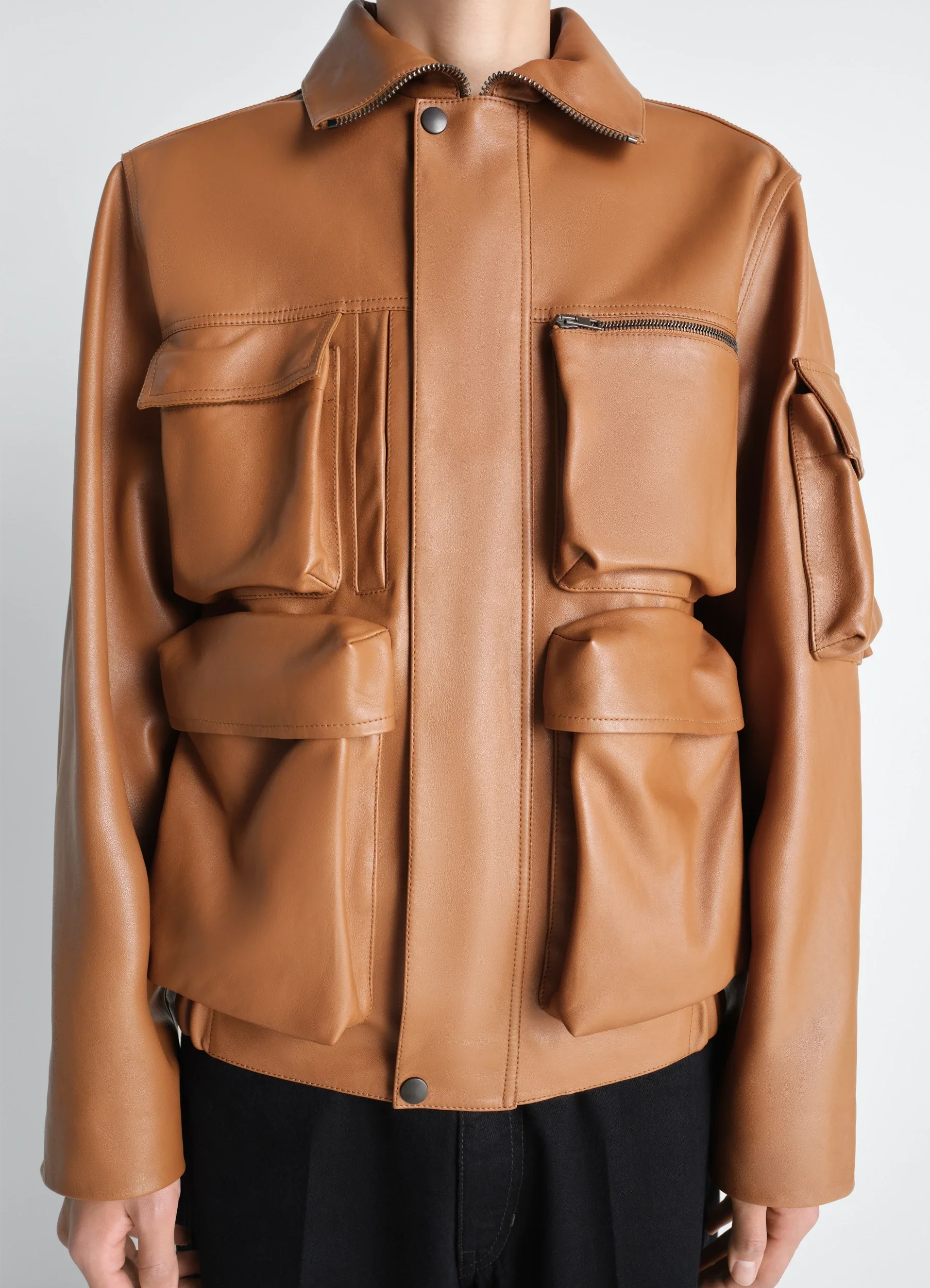 LEATHER BLOUSON WITH POCKETS IN LEATHER - Image 4