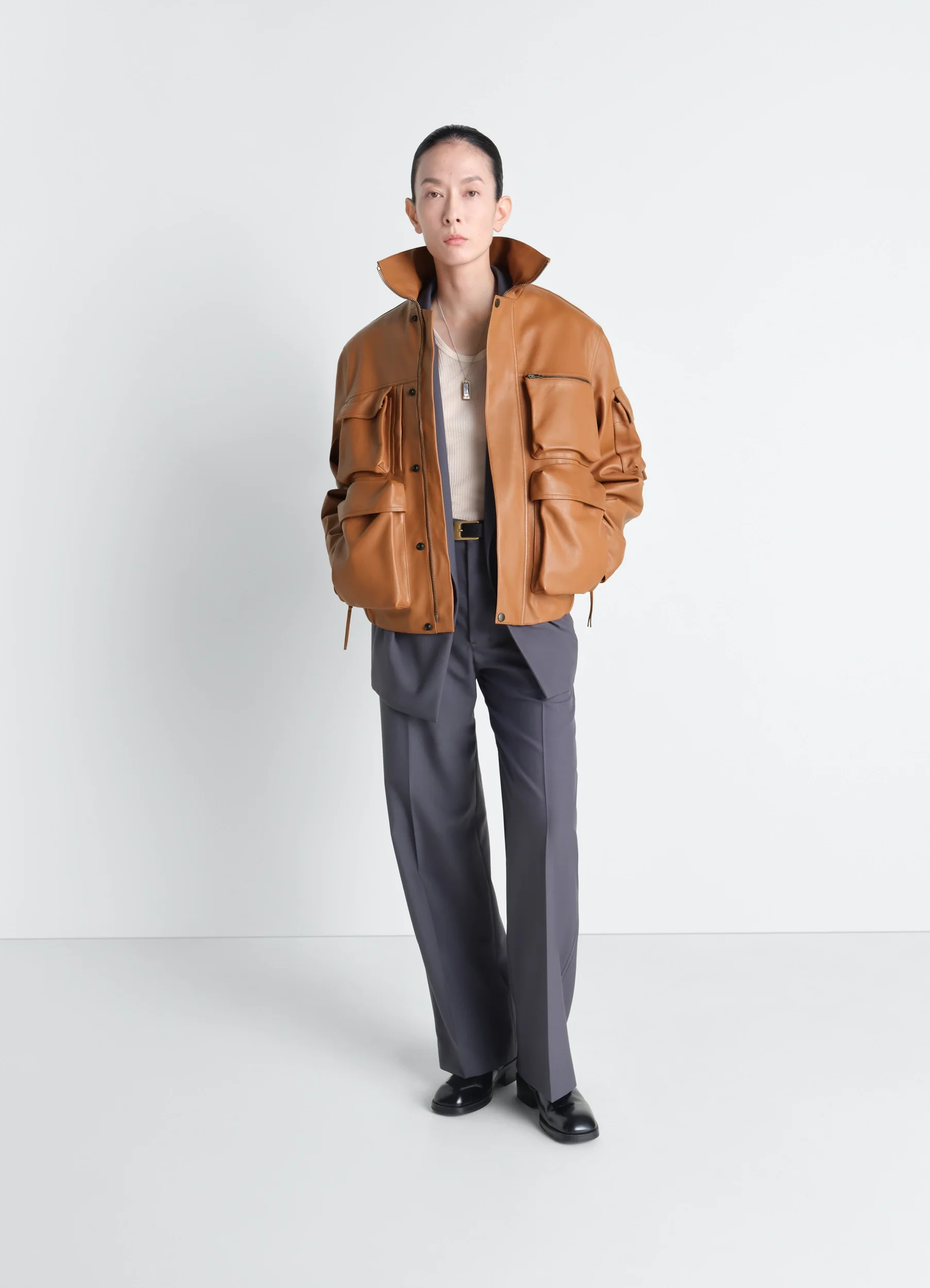 LEATHER BLOUSON WITH POCKETS IN LEATHER - Image 6