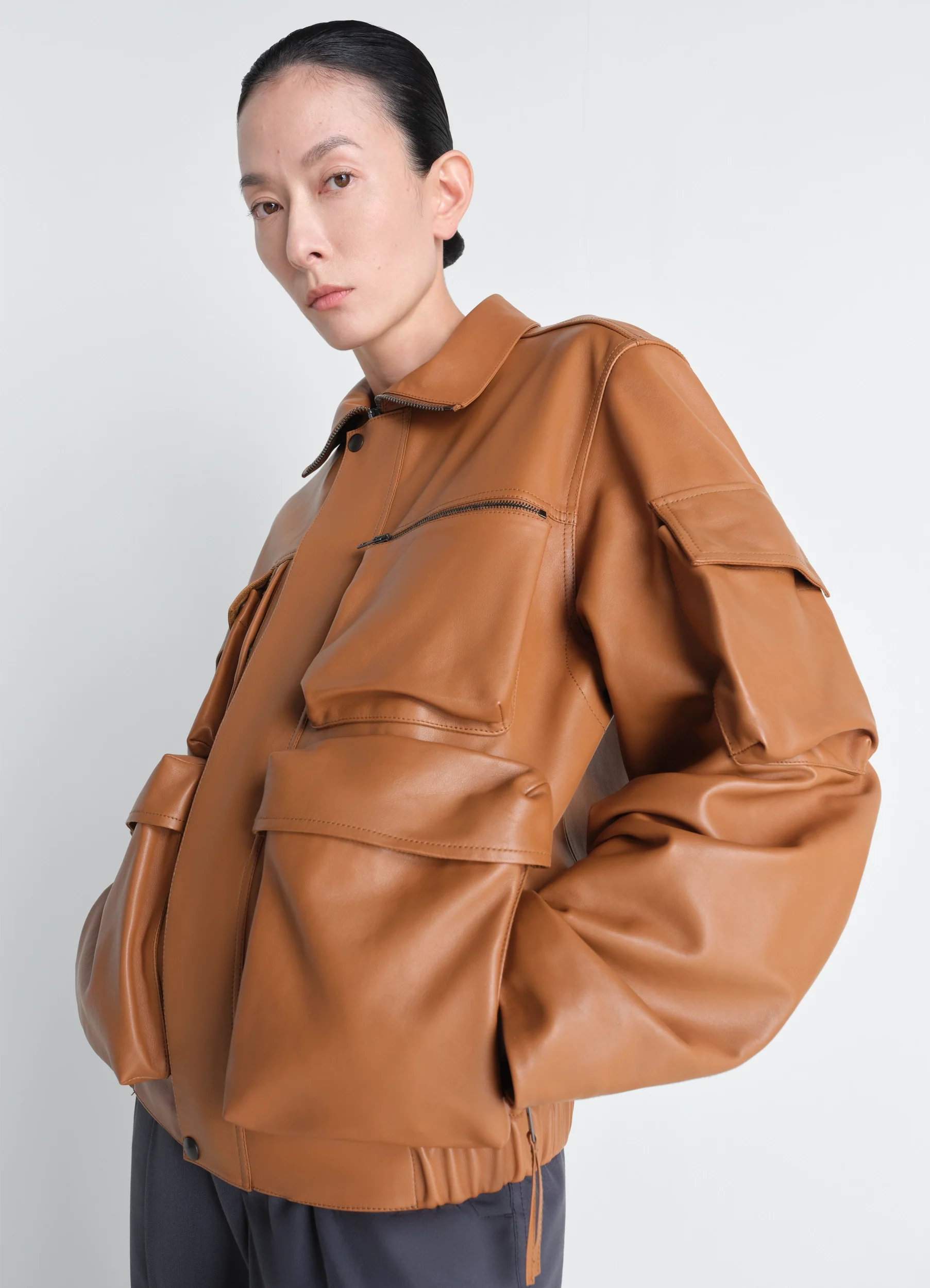 LEATHER BLOUSON WITH POCKETS IN LEATHER - Image 7