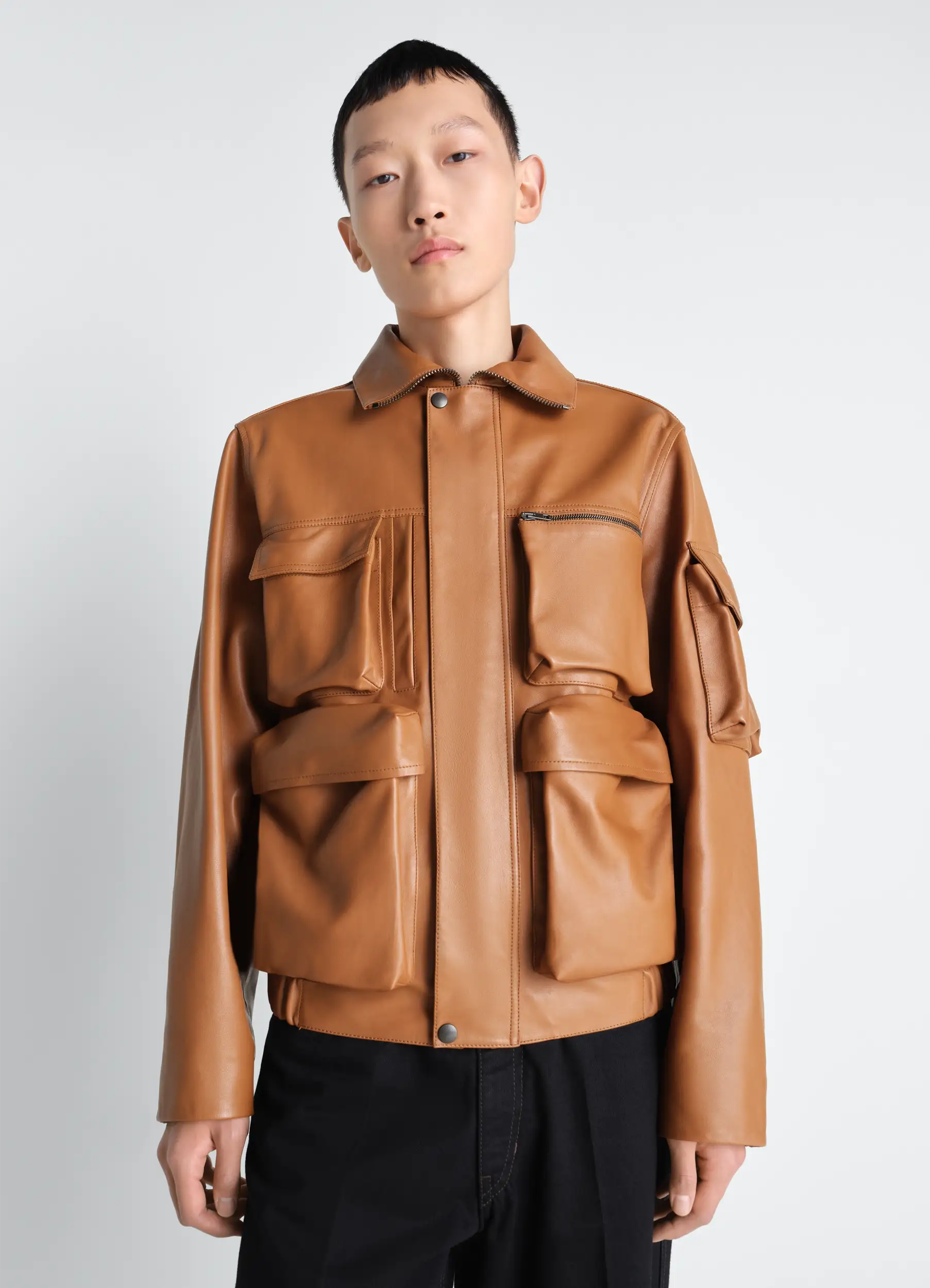 LEATHER BLOUSON WITH POCKETS IN LEATHER - Image 9