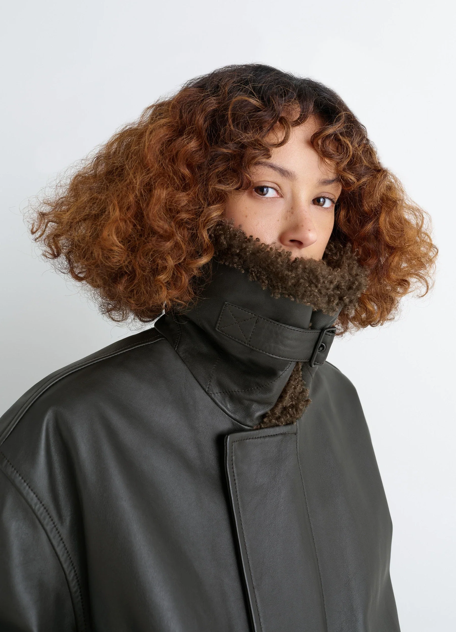 LEATHER BLOUSON WITH SHEARLING COLLAR - Image 4