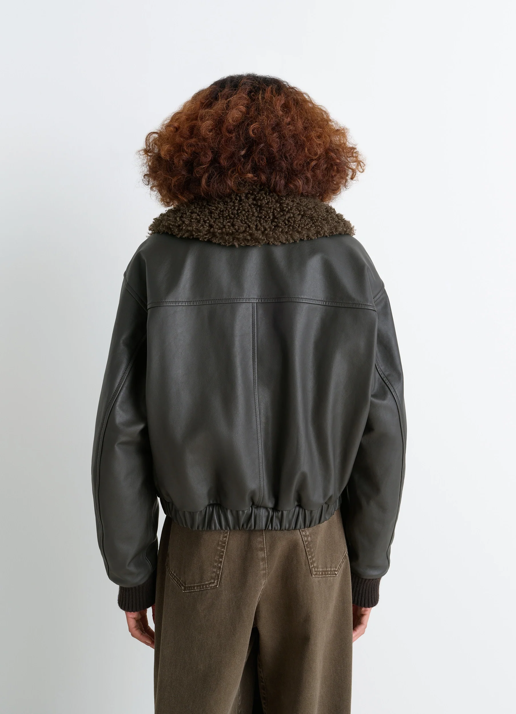 LEATHER BLOUSON WITH SHEARLING COLLAR - Image 5