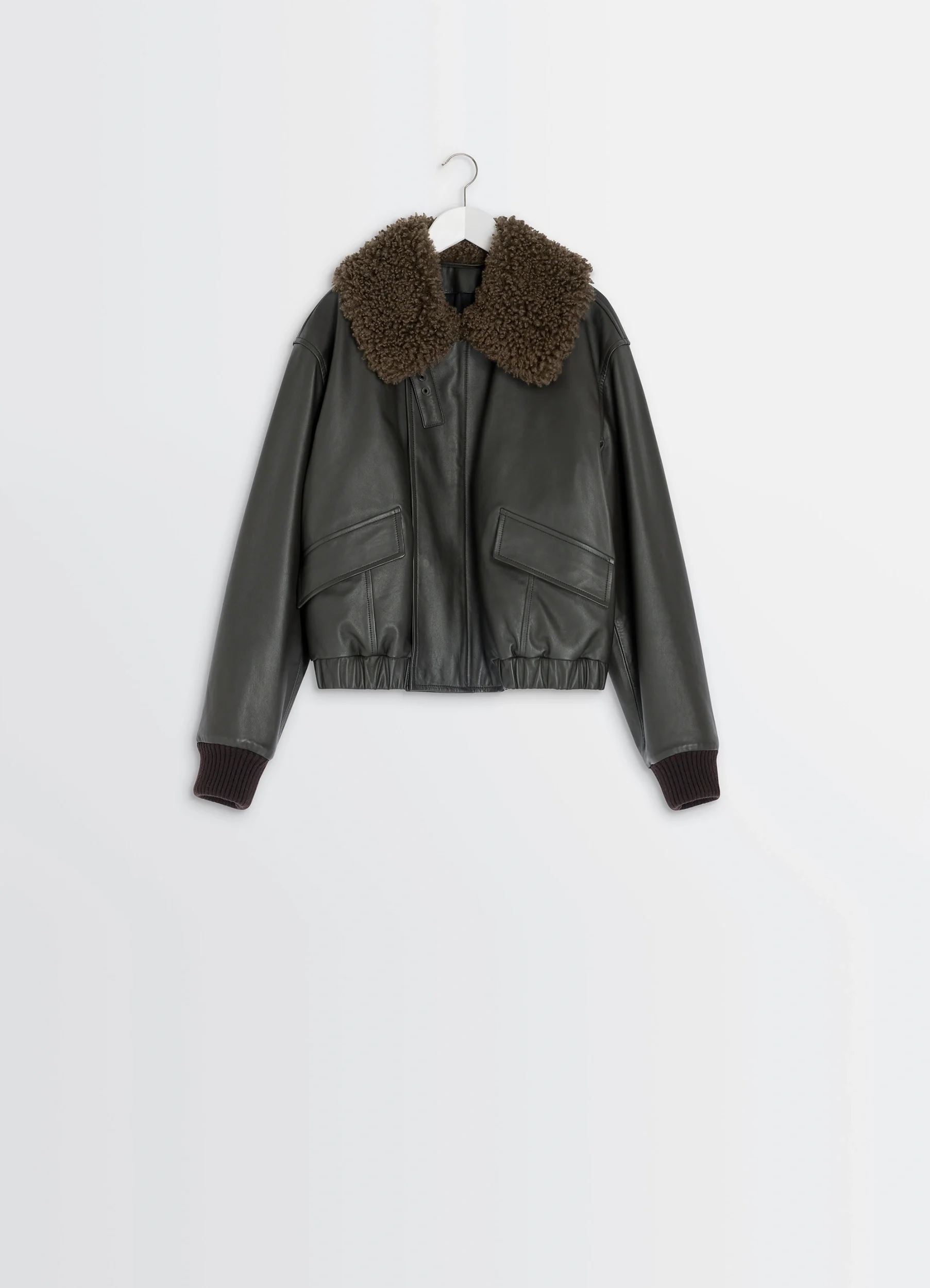 LEATHER BLOUSON WITH SHEARLING COLLAR - Image 6