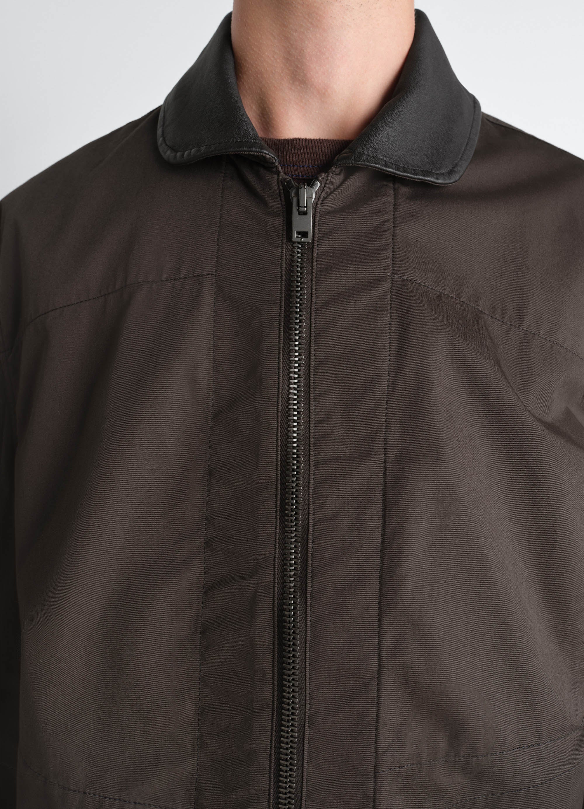 LEATHER COLLAR BLOUSON IN COTTON TWILL - Image 3