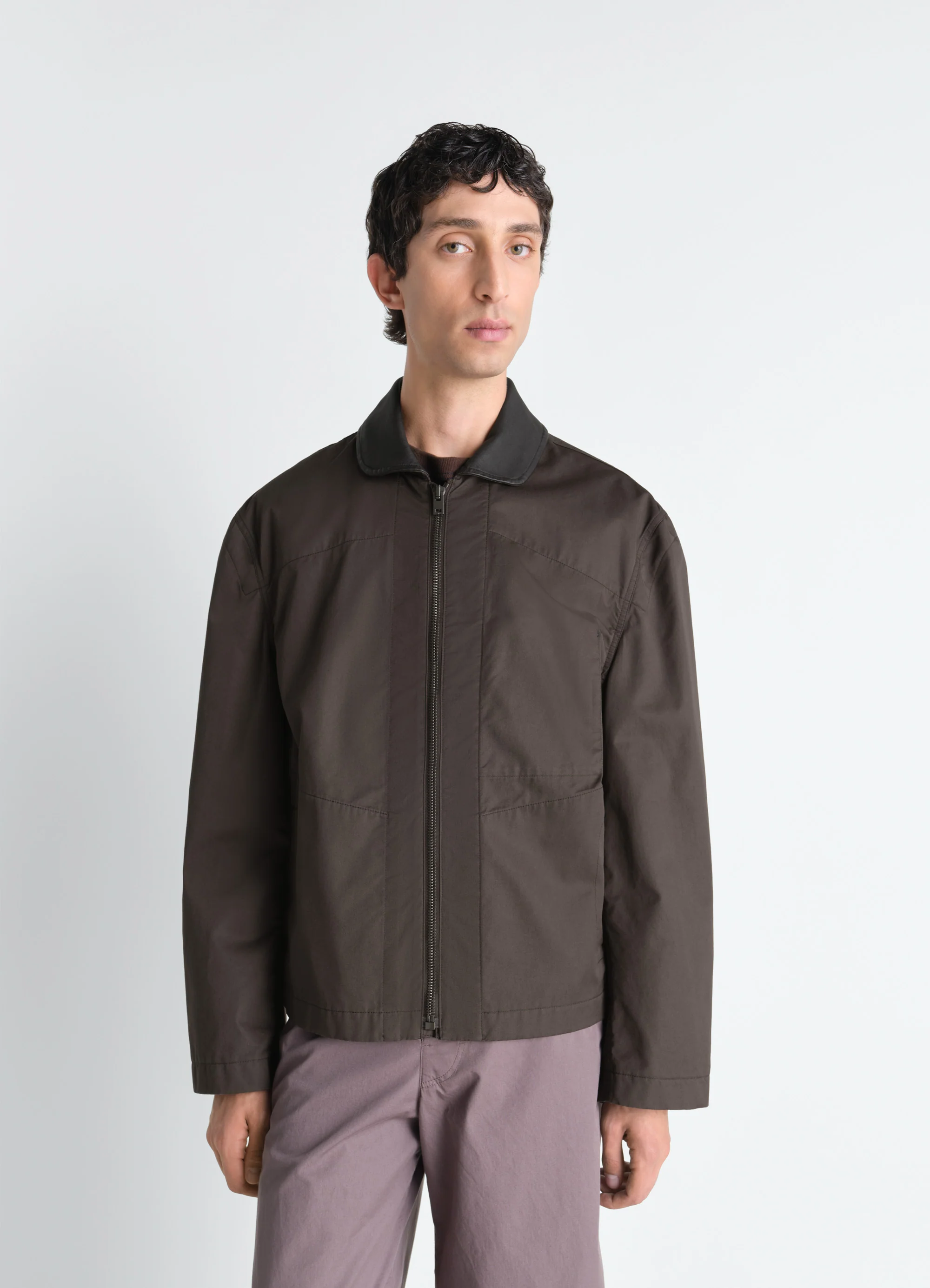 LEATHER COLLAR BLOUSON IN COTTON TWILL - Image 4