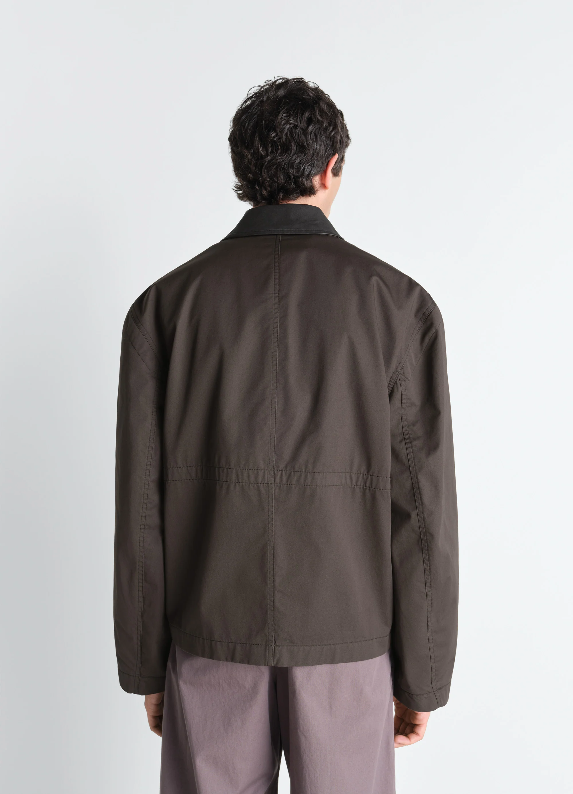 LEATHER COLLAR BLOUSON IN COTTON TWILL - Image 6