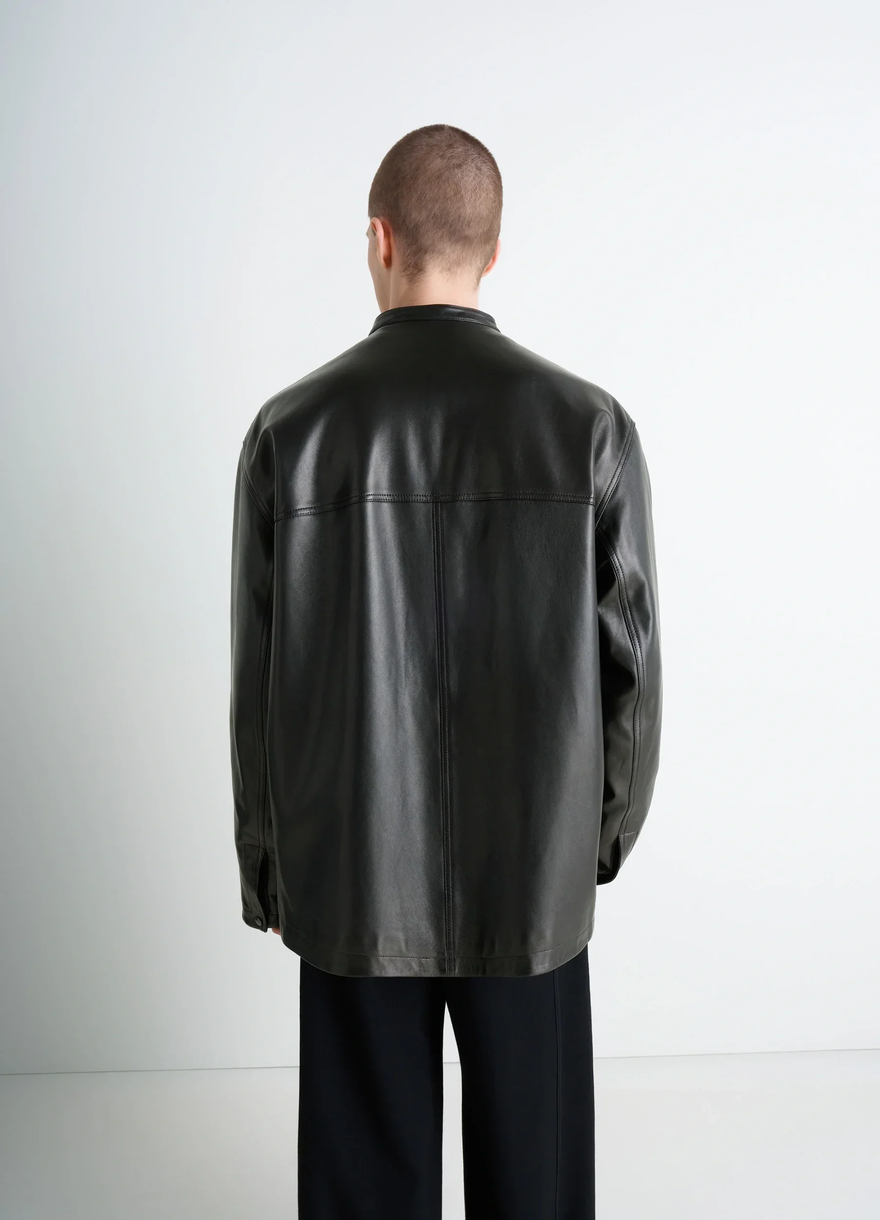 LEATHER COLLARSTAND OVERSHIRT - Image 4
