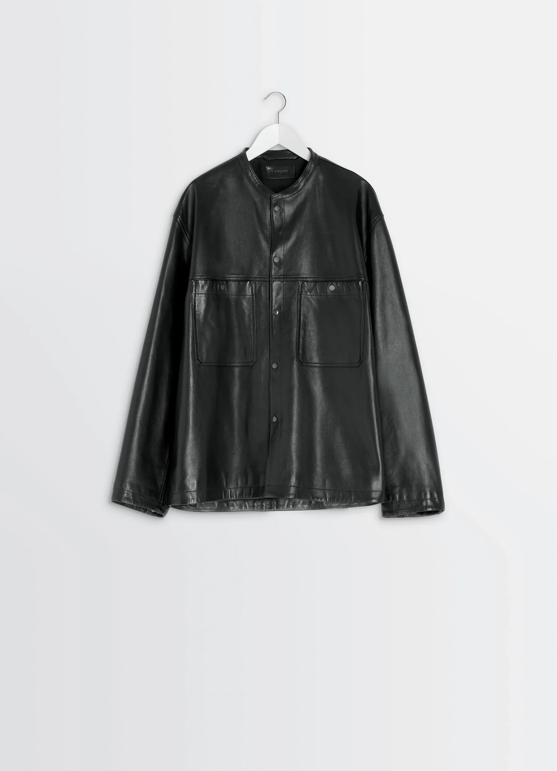 LEATHER COLLARSTAND OVERSHIRT - Image 6