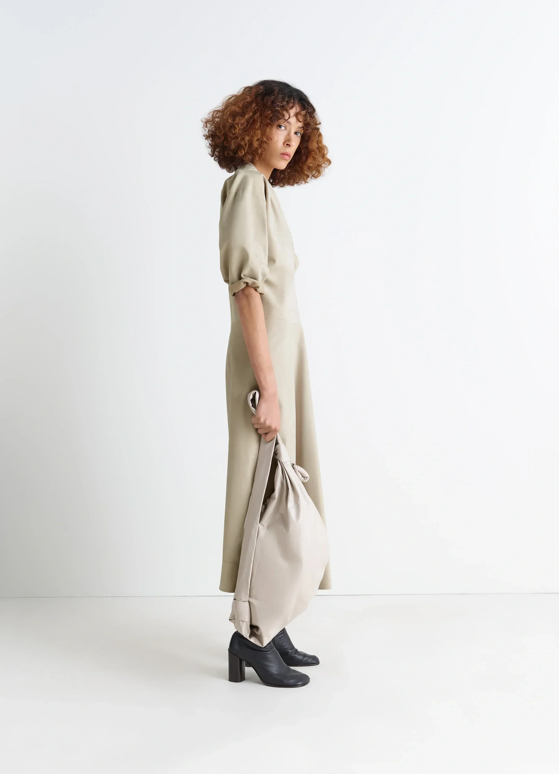 LEATHER V-NECK DRESS - Image 3