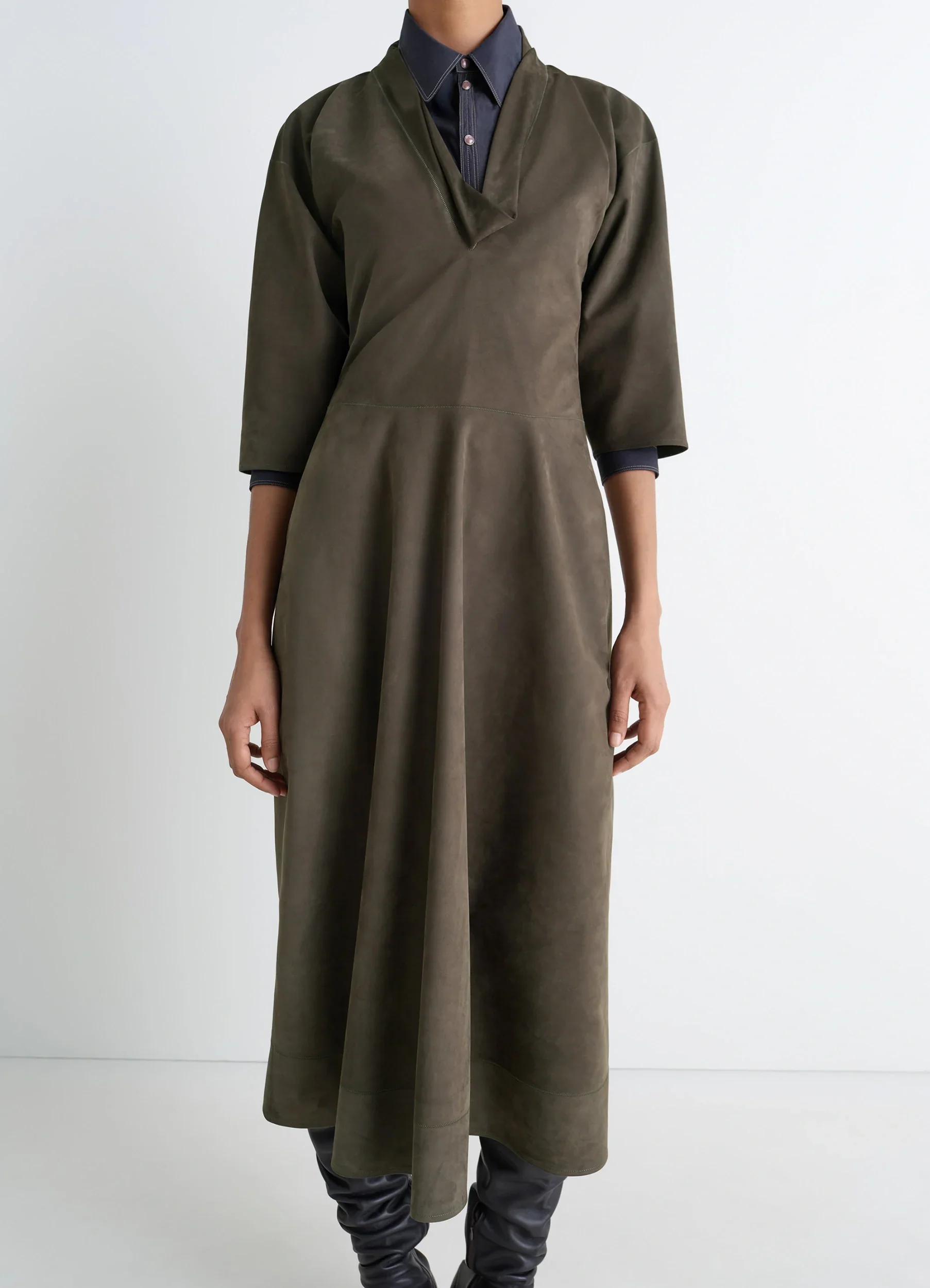 LEATHER V-NECK DRESS - Image 2