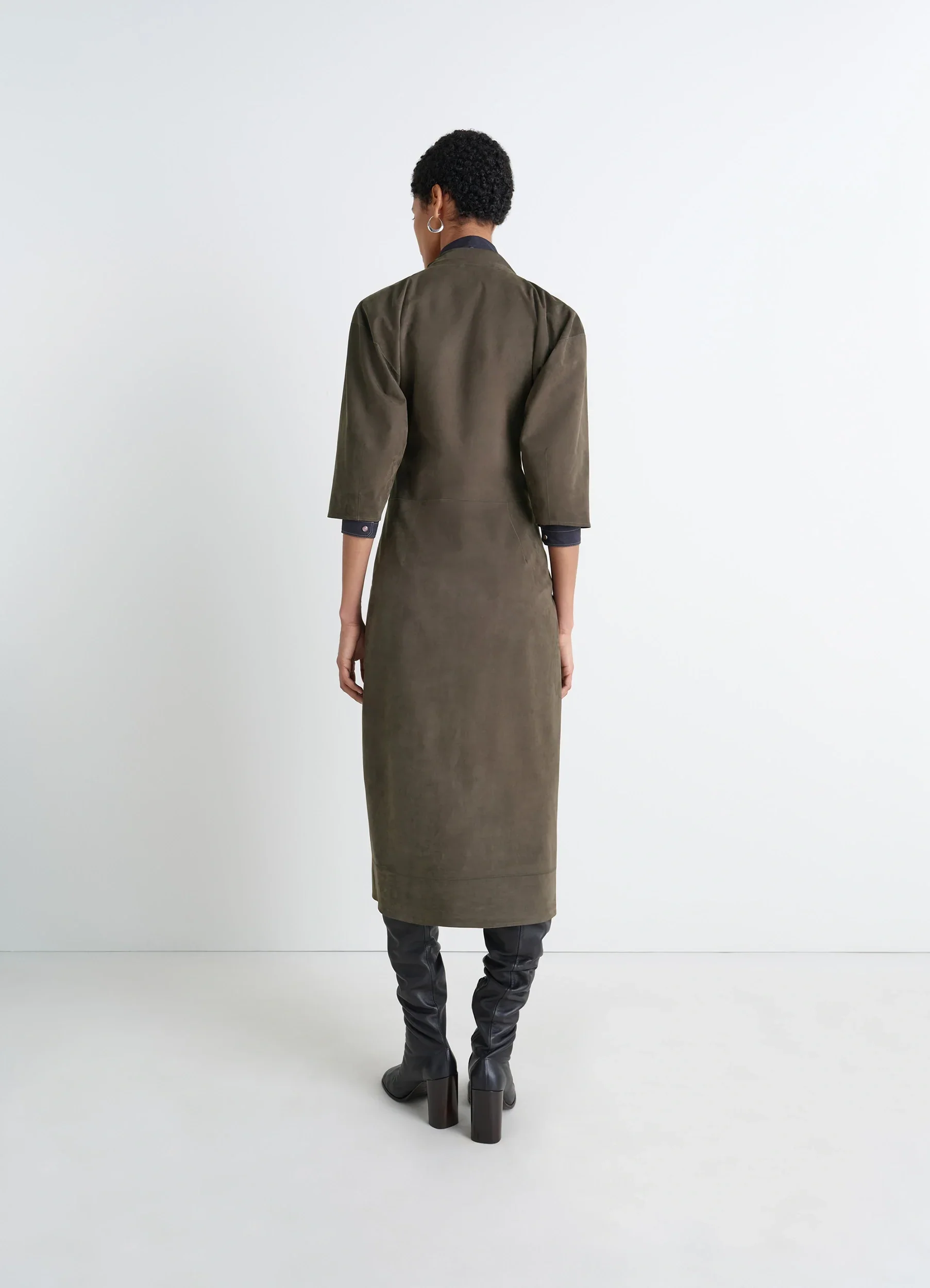 LEATHER V-NECK DRESS - Image 4