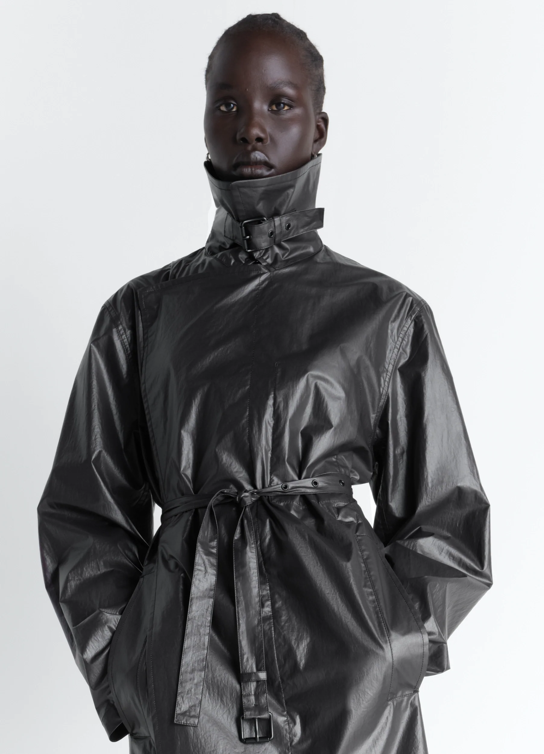LIGHT WRAP COAT IN LIGHT COATED COTTON - Image 2