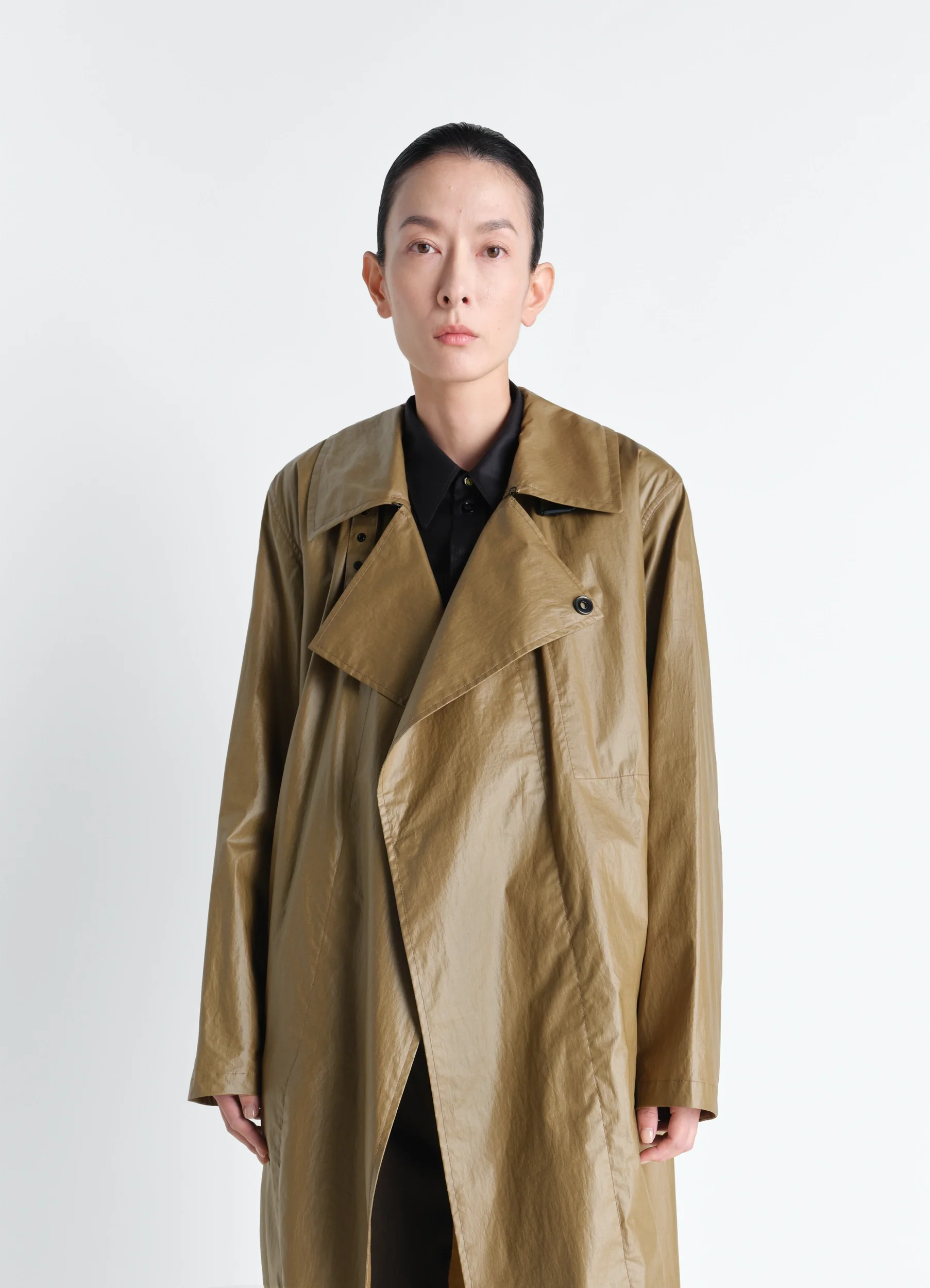 LIGHT WRAP COAT IN LIGHT COATED COTTON - Image 2