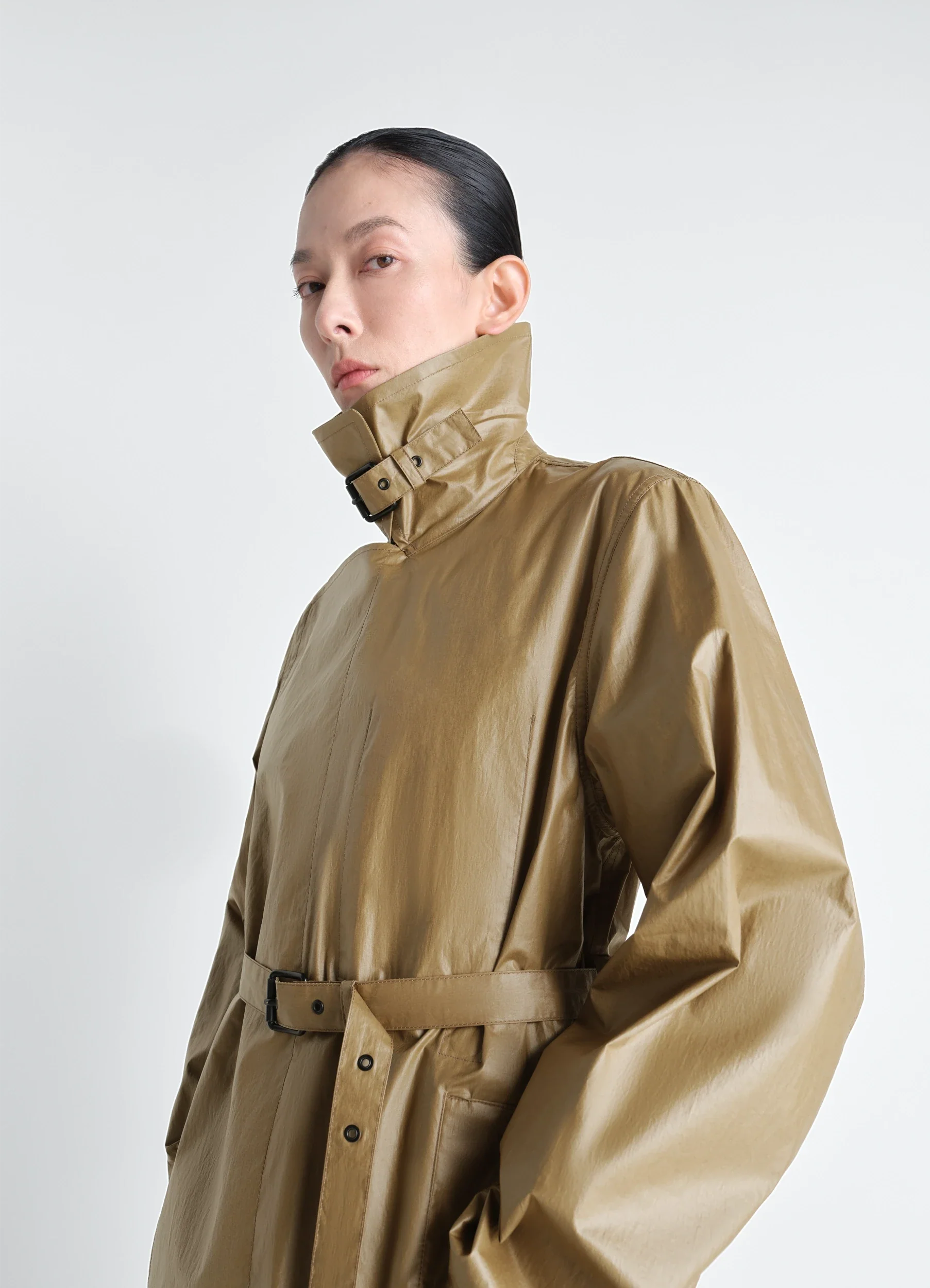 LIGHT WRAP COAT IN LIGHT COATED COTTON - Image 4