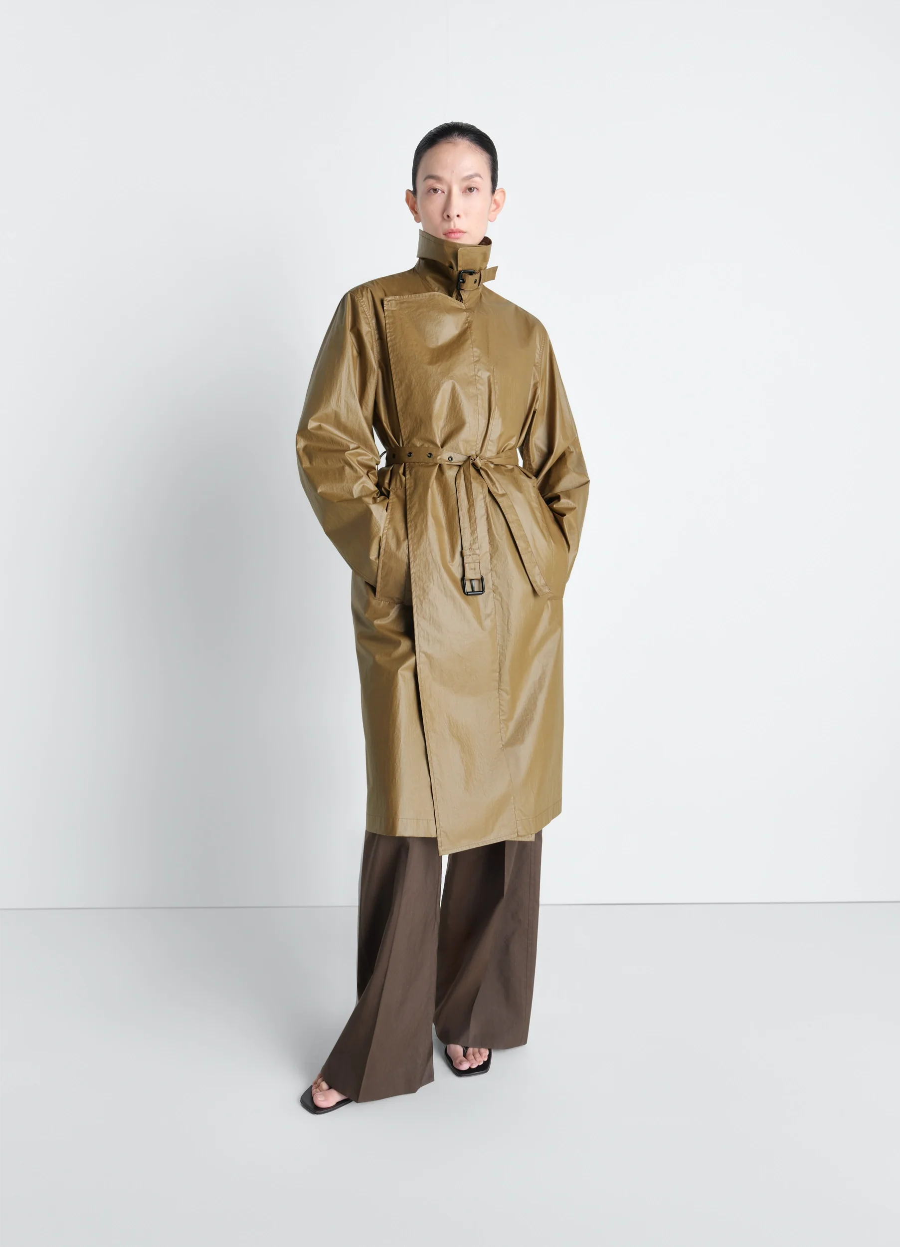 LIGHT WRAP COAT IN LIGHT COATED COTTON - Image 5