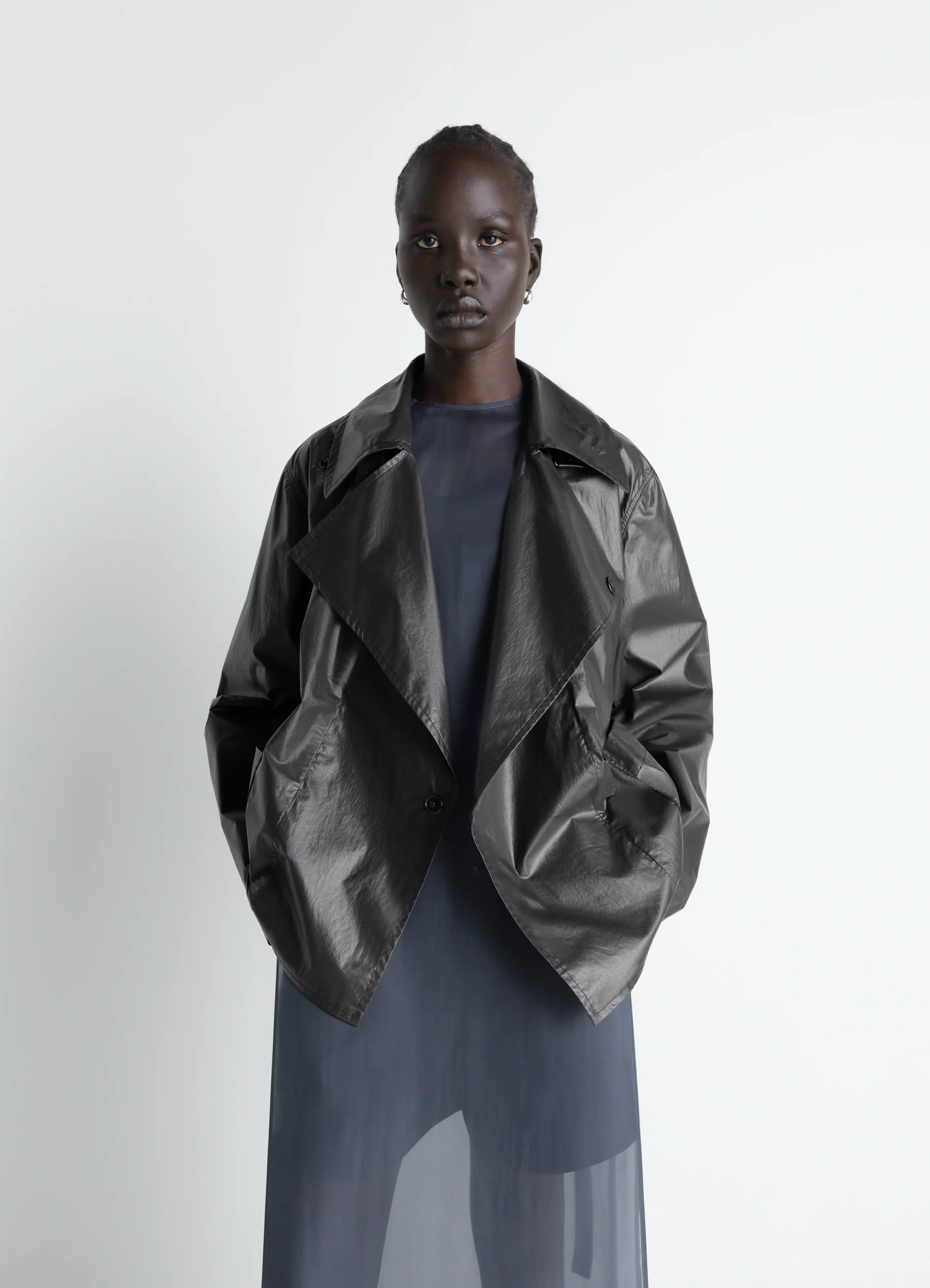LIGHT WRAP JACKET IN LIGHT COATED COTTON - Image 2