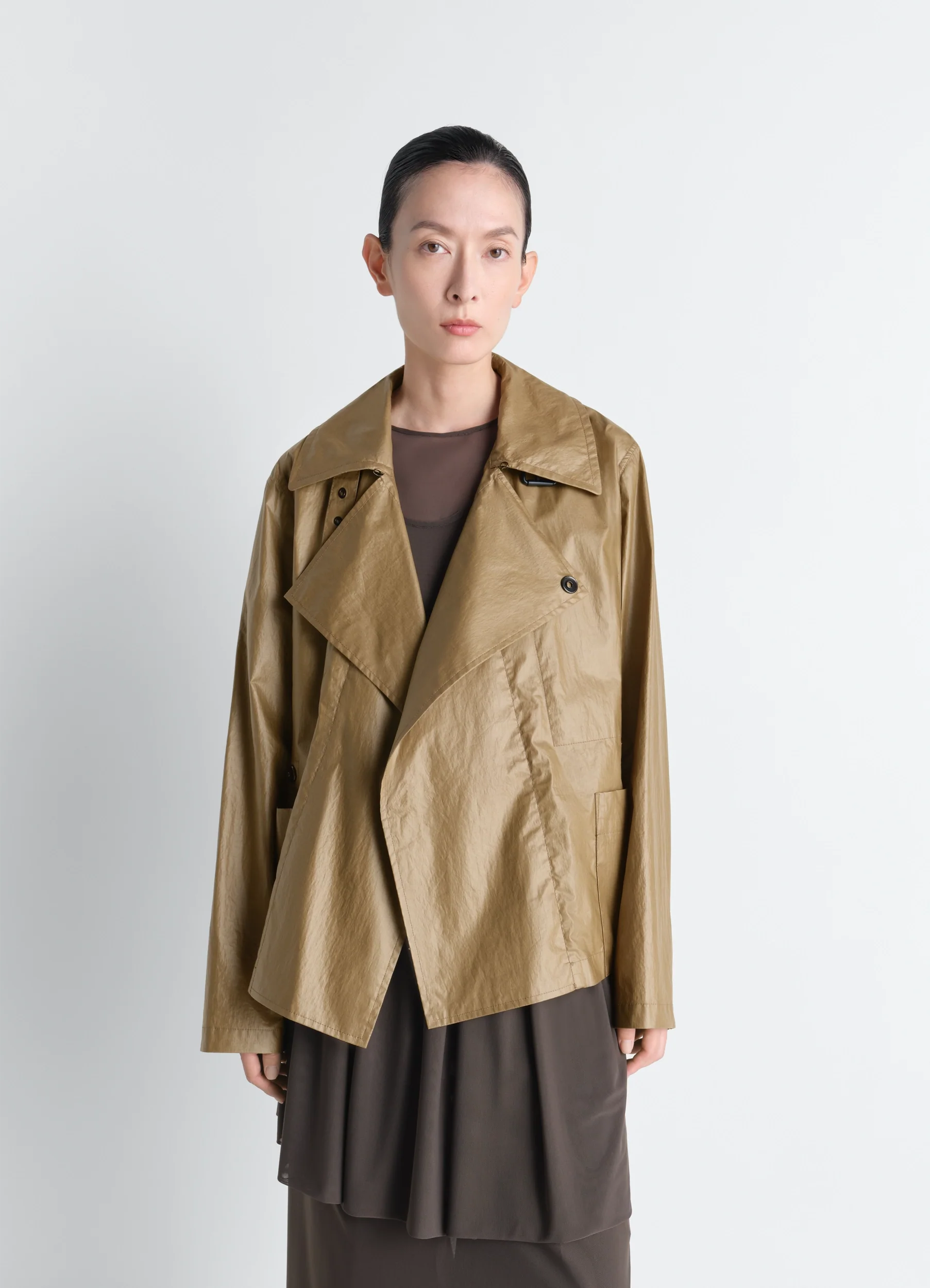 LIGHT WRAP JACKET IN LIGHT COATED COTTON - Image 2