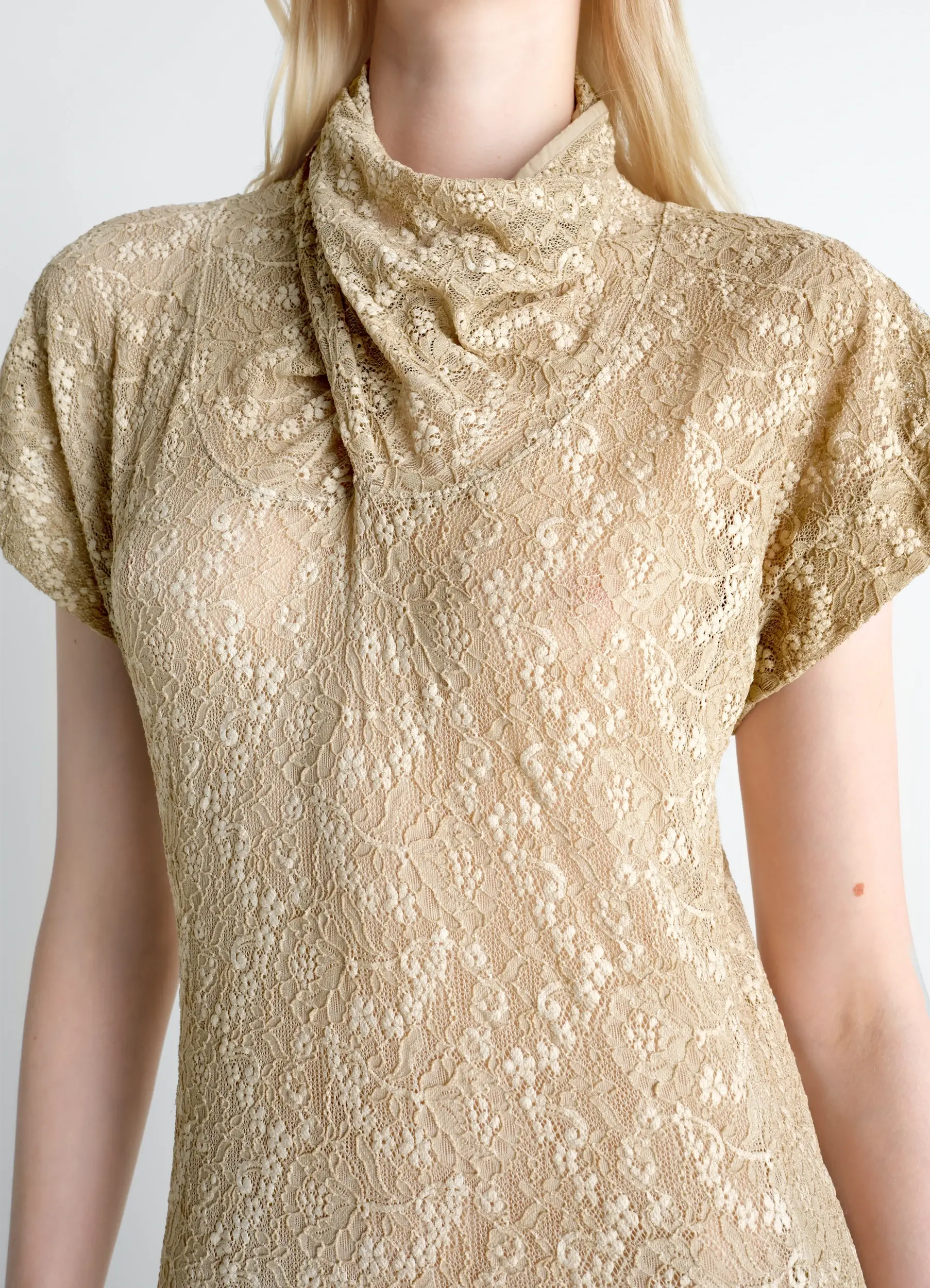 LONG FOULARD DRESS IN LACE - Image 3